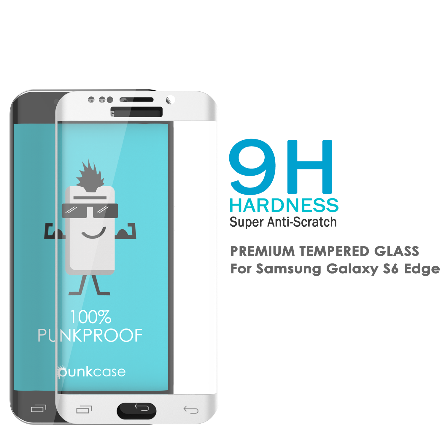 Galaxy S6 Edge Plus White Punkcase Glass SHIELD Tempered Glass Screen Protector 0.33mm Thick 9H