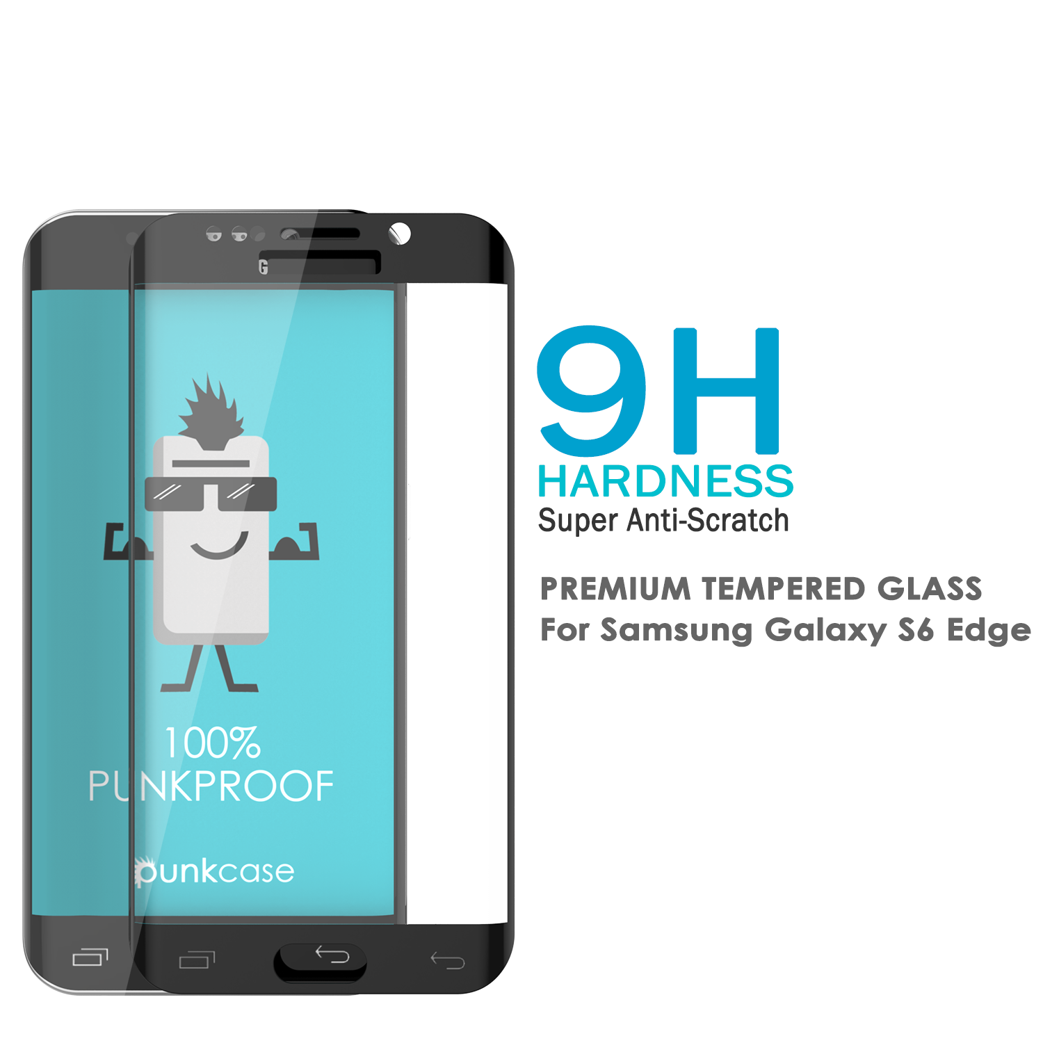 Galaxy S6 Edge Plus Black Punkcase Glass SHIELD Tempered Glass Screen Protector 0.33mm Thick 9H
