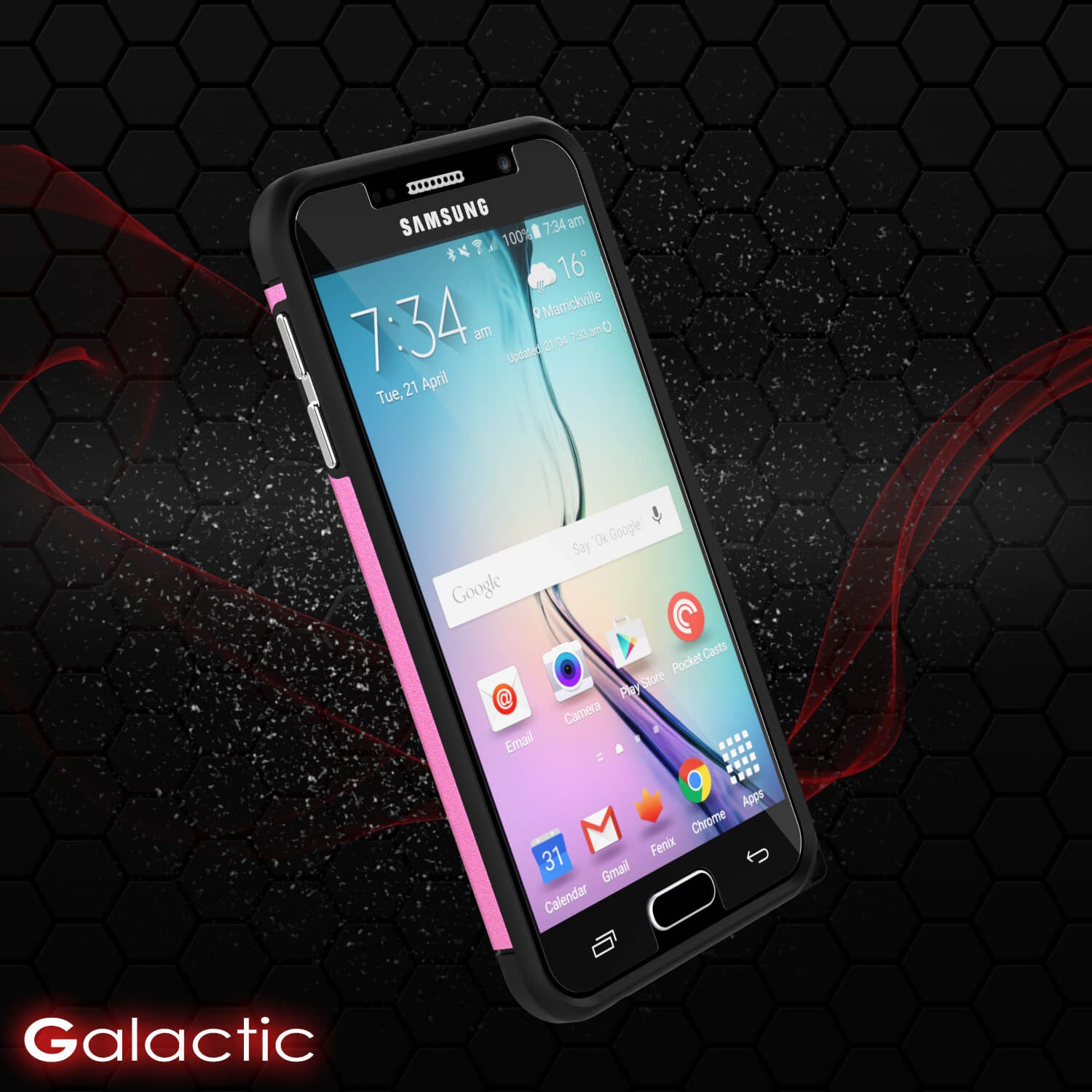 Galaxy s6 Case PunkCase Galactic Pink Series Slim Protective Armor Soft Cover Case w/ Tempered Glass