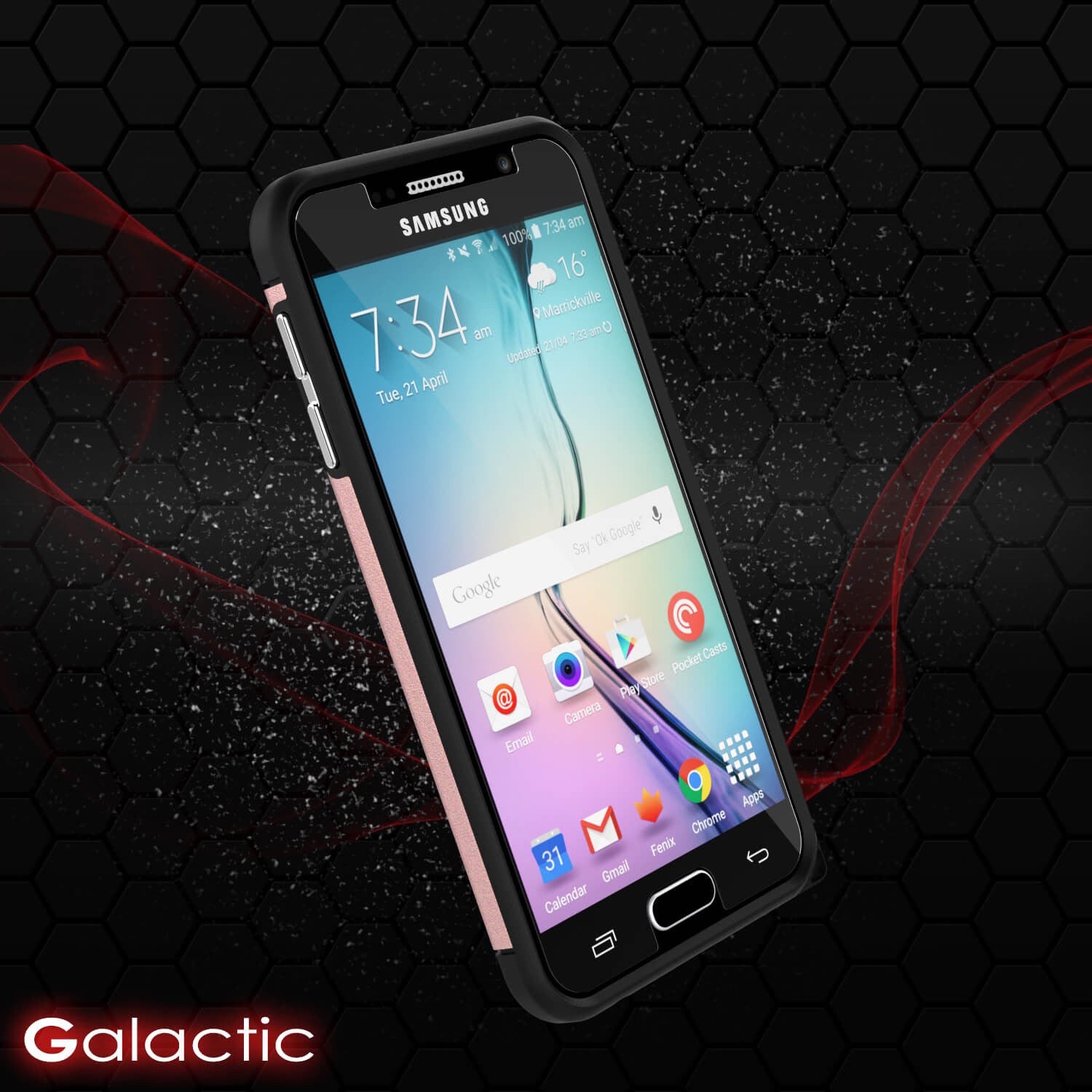 Galaxy s6 Case PunkCase Galactic Rose Gold Series Slim Armor Soft Cover Case w/ Tempered Glass