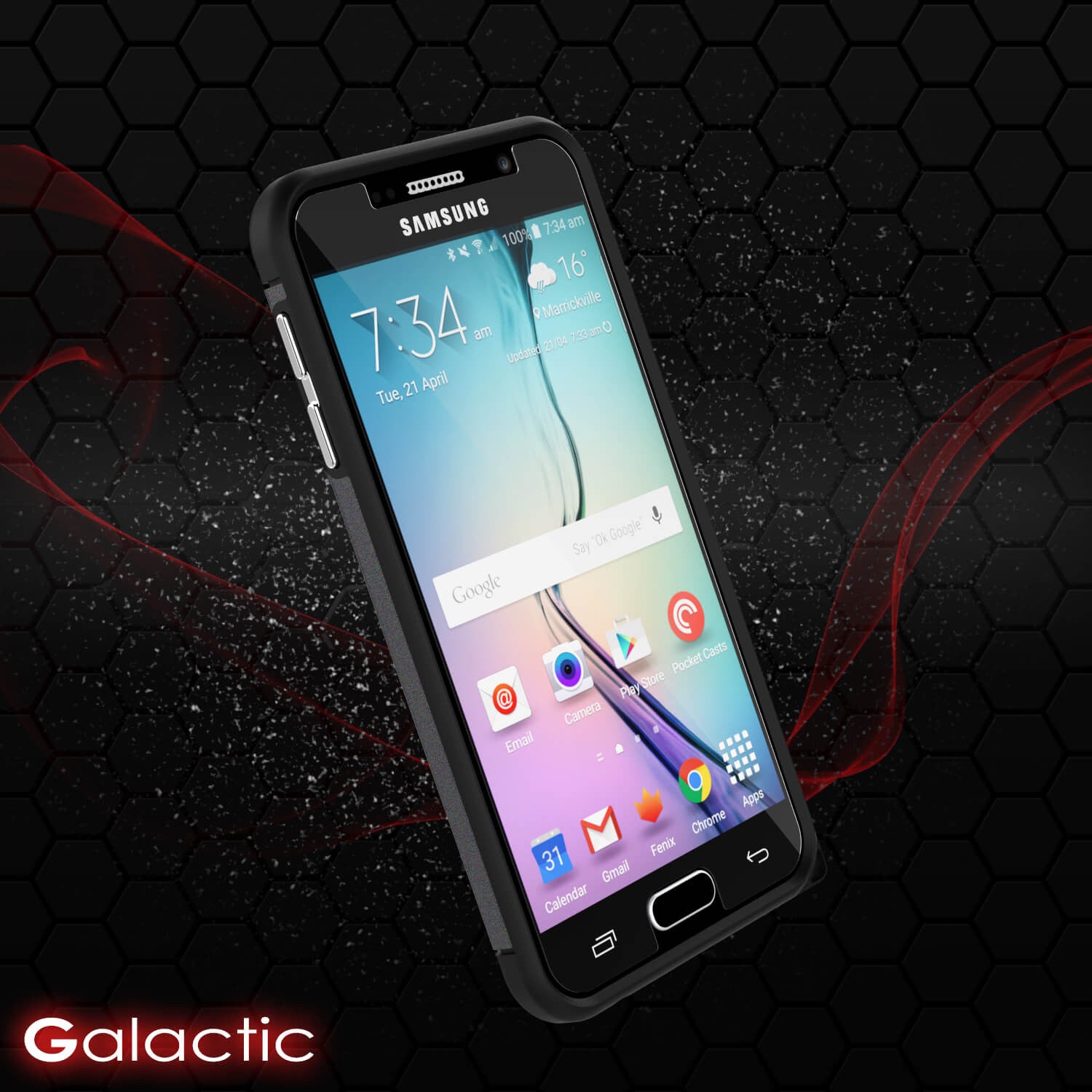Galaxy s6 Case PunkCase Galactic Black Series Slim Armor Soft Cover Case w/ Tempered Glass