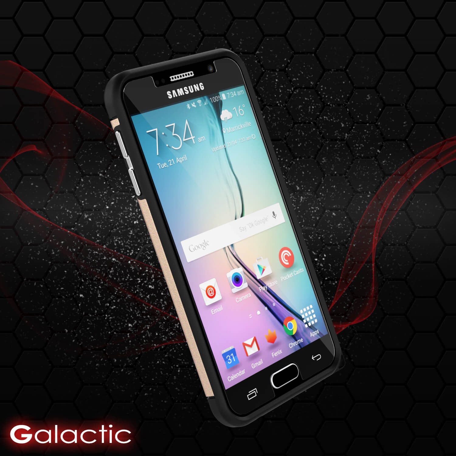 Galaxy s6 Case PunkCase Galactic Gold Series Slim Armor Soft Cover Case w/ Tempered Glass