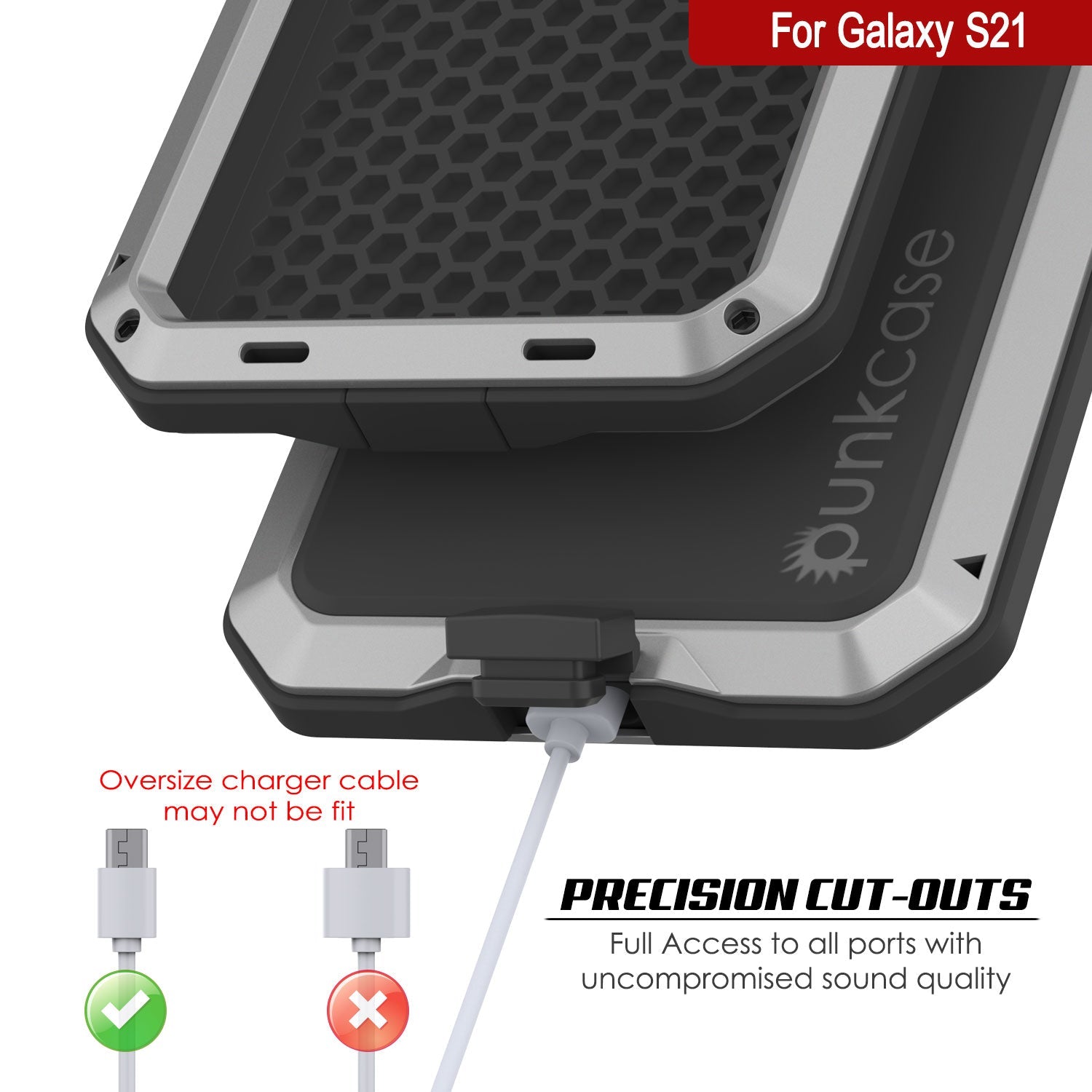 Galaxy S21 FE Metal Case, Heavy Duty Military Grade Rugged Armor Cover [Silver]