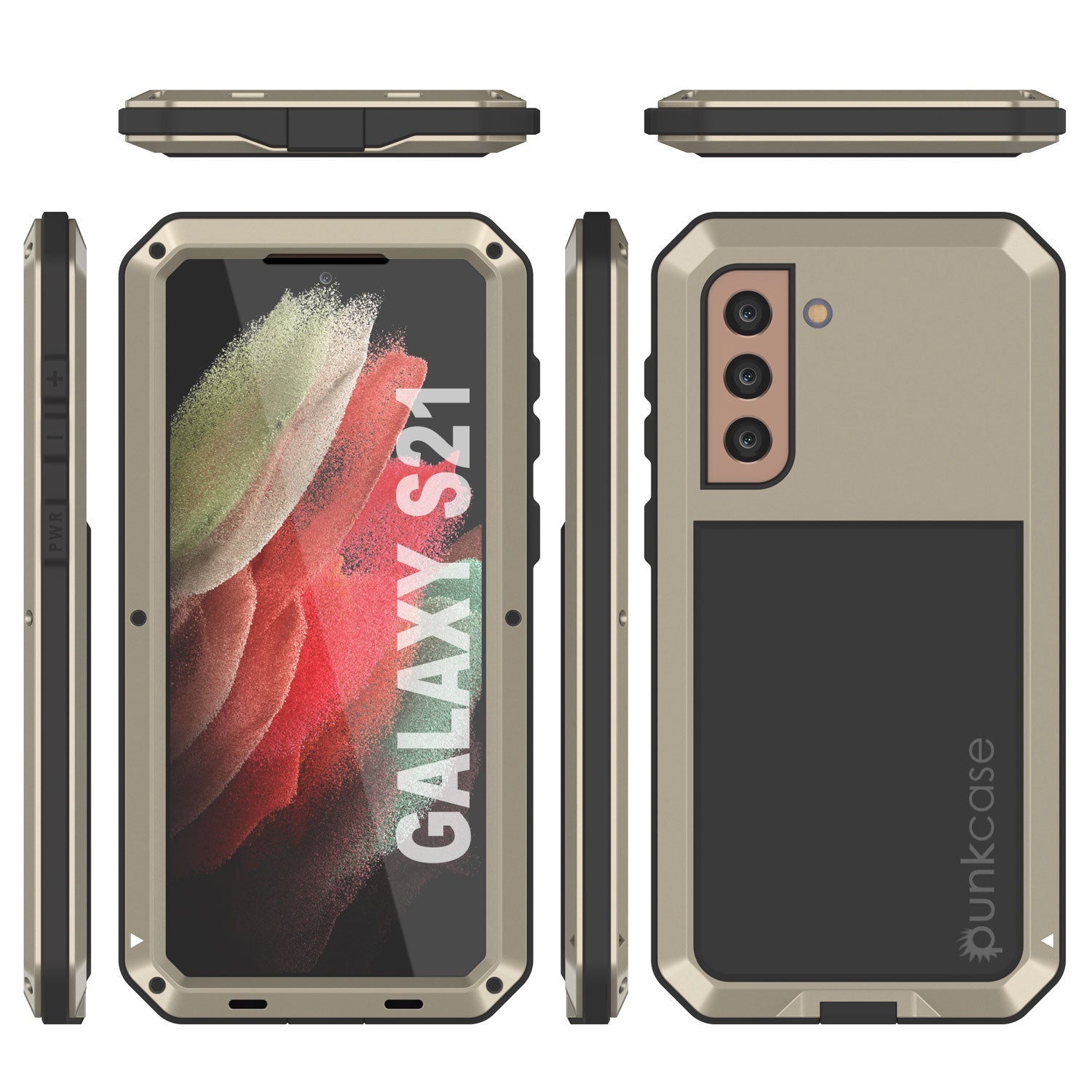 Galaxy S21 FE Metal Case, Heavy Duty Military Grade Rugged Armor Cover [Gold]