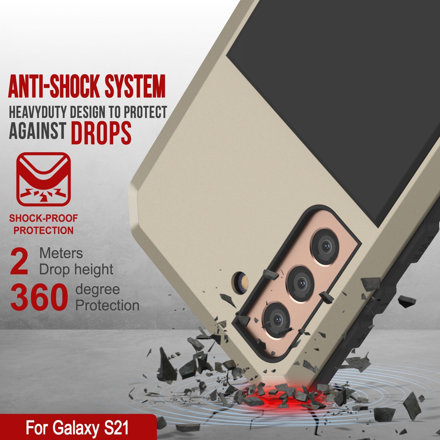 Galaxy S21 FE Metal Case, Heavy Duty Military Grade Rugged Armor Cover [Gold]