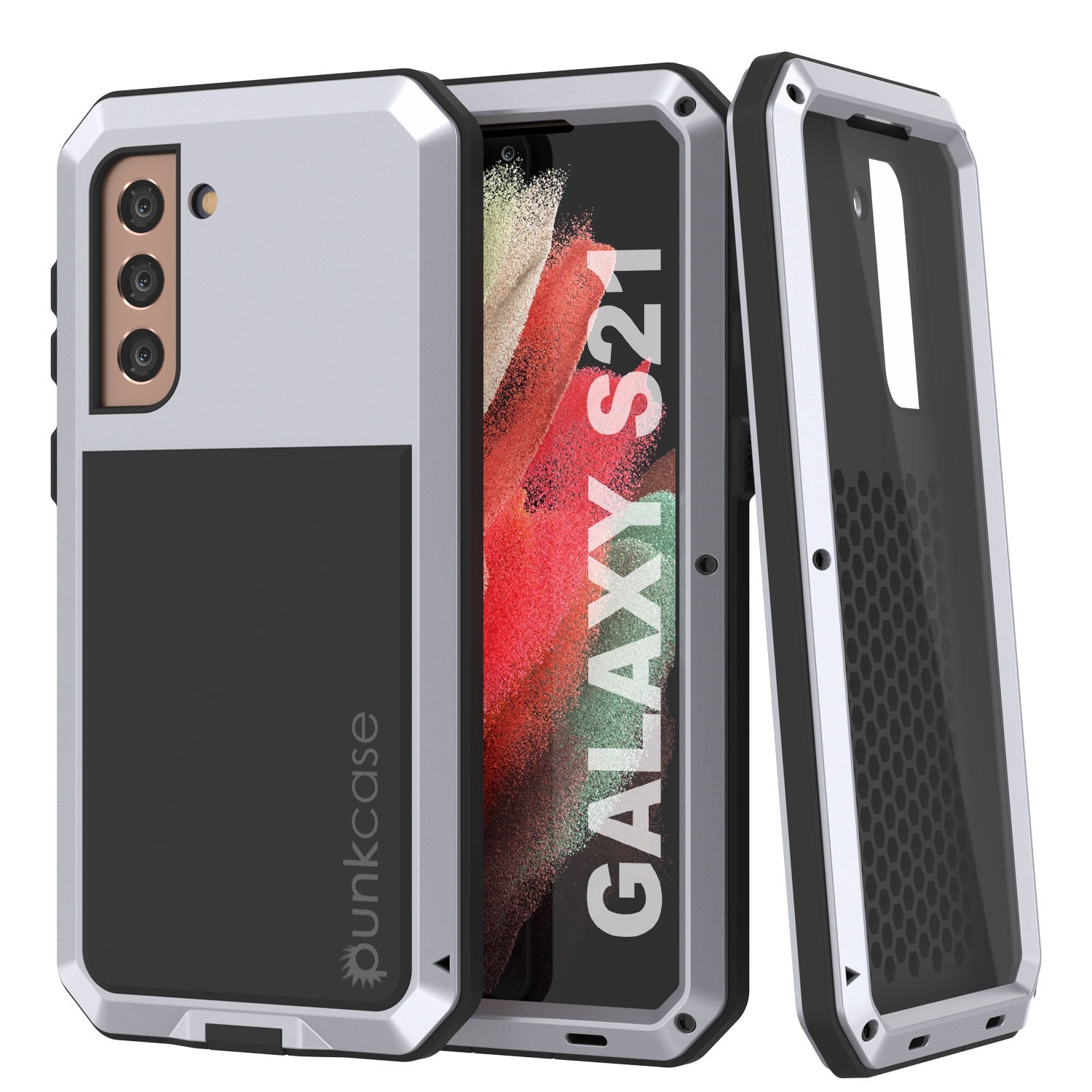 Galaxy S21 FE Metal Case, Heavy Duty Military Grade Rugged Armor Cover [White]