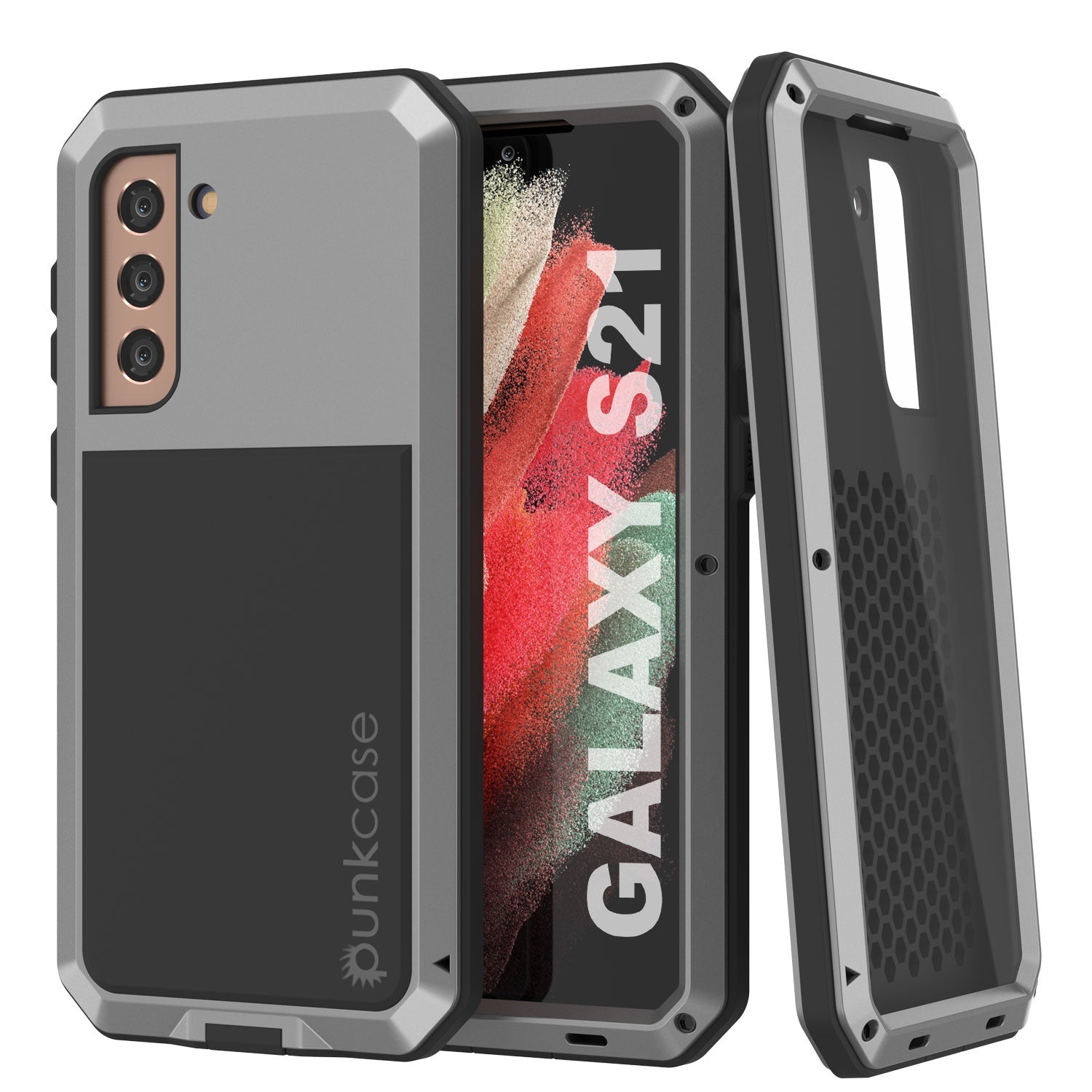 Galaxy S21 FE Metal Case, Heavy Duty Military Grade Rugged Armor Cover [Silver]