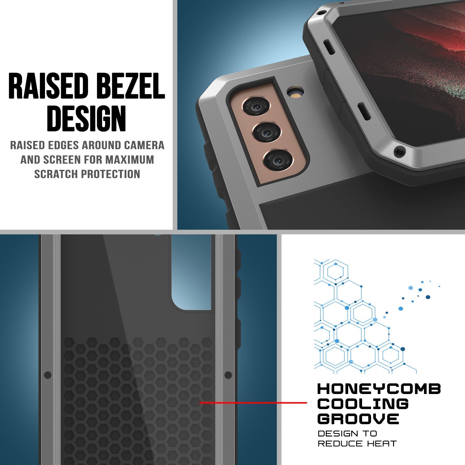 Galaxy S21 FE Metal Case, Heavy Duty Military Grade Rugged Armor Cover [Silver]