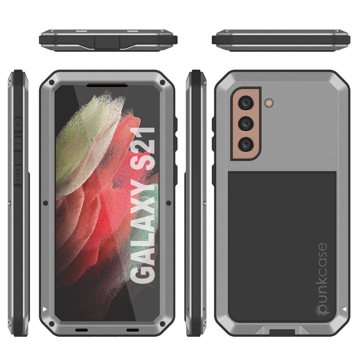 Galaxy S21 FE Metal Case, Heavy Duty Military Grade Rugged Armor Cover [Silver]