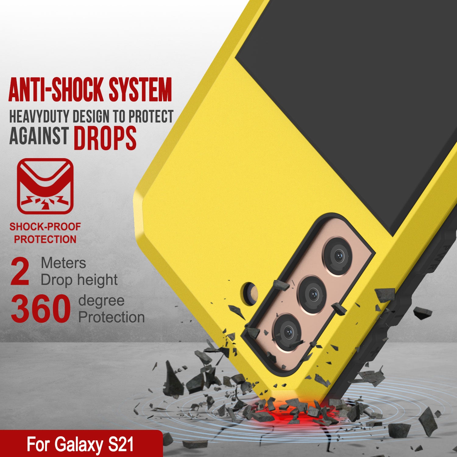 Galaxy S21 Metal Case, Heavy Duty Military Grade Rugged Armor Cover [Neon]