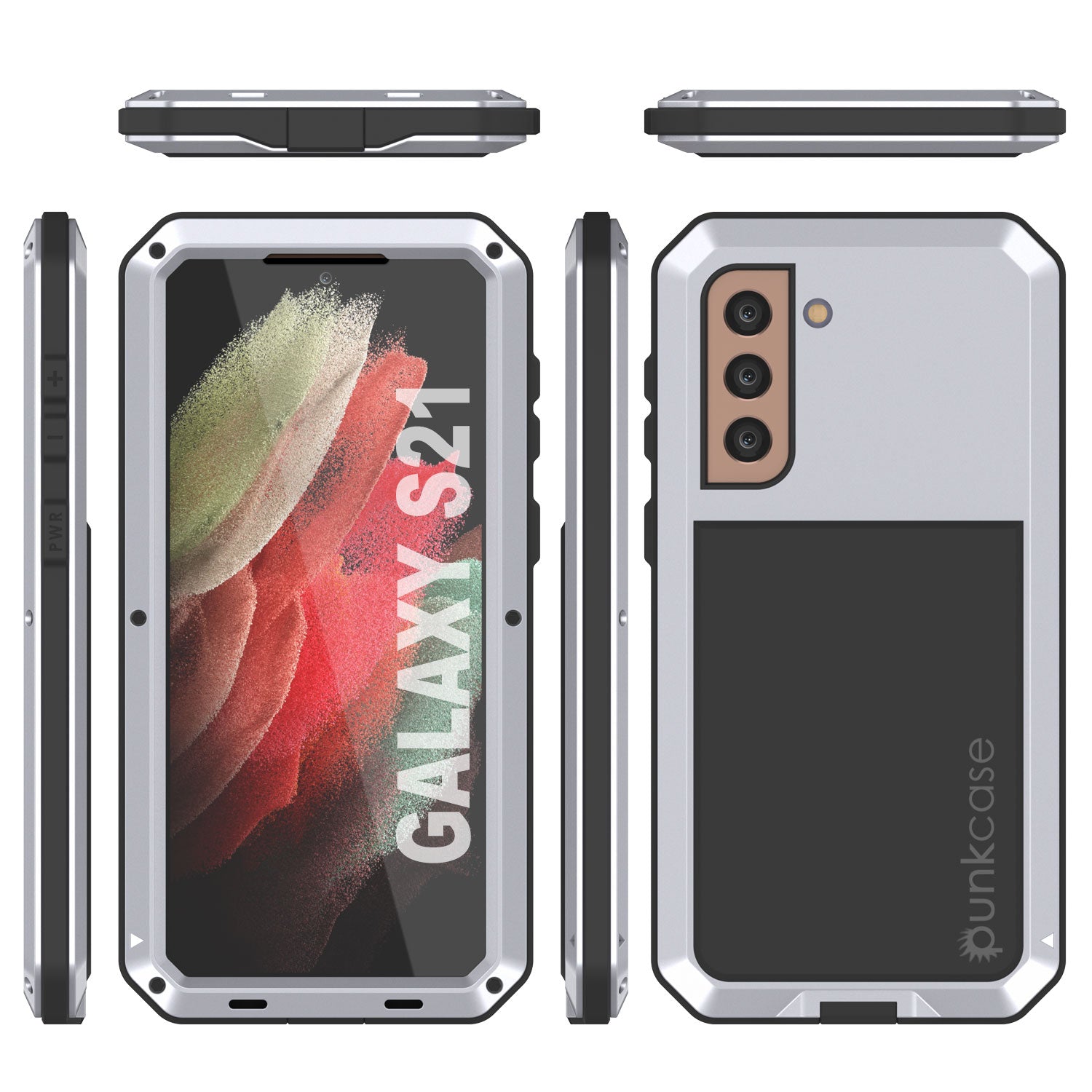 Galaxy S21 FE Metal Case, Heavy Duty Military Grade Rugged Armor Cover [White]