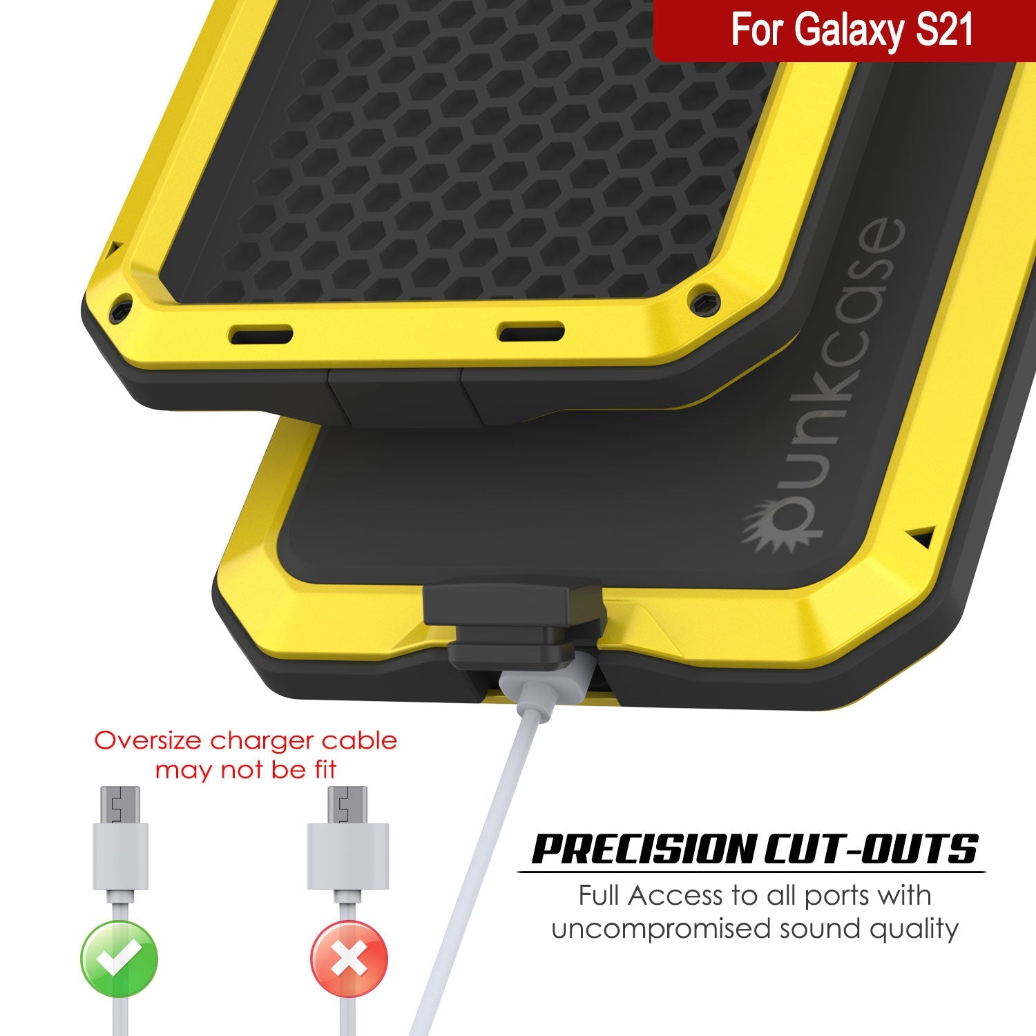 Galaxy S21 FE Metal Case, Heavy Duty Military Grade Rugged Armor Cover [Neon]