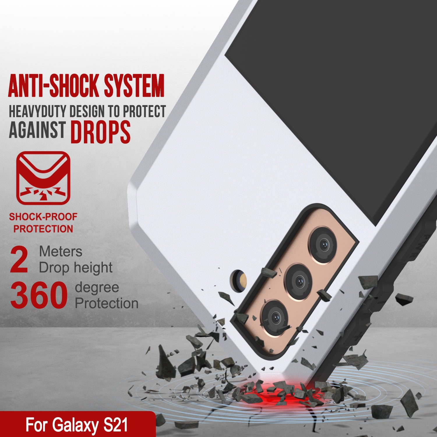 Galaxy S21 Metal Case, Heavy Duty Military Grade Rugged Armor Cover [White]