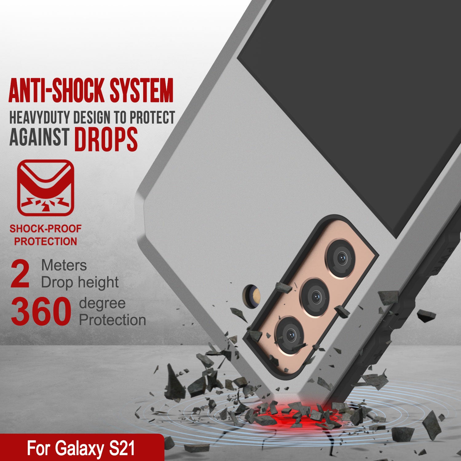 Galaxy S21 Metal Case, Heavy Duty Military Grade Rugged Armor Cover [Silver]