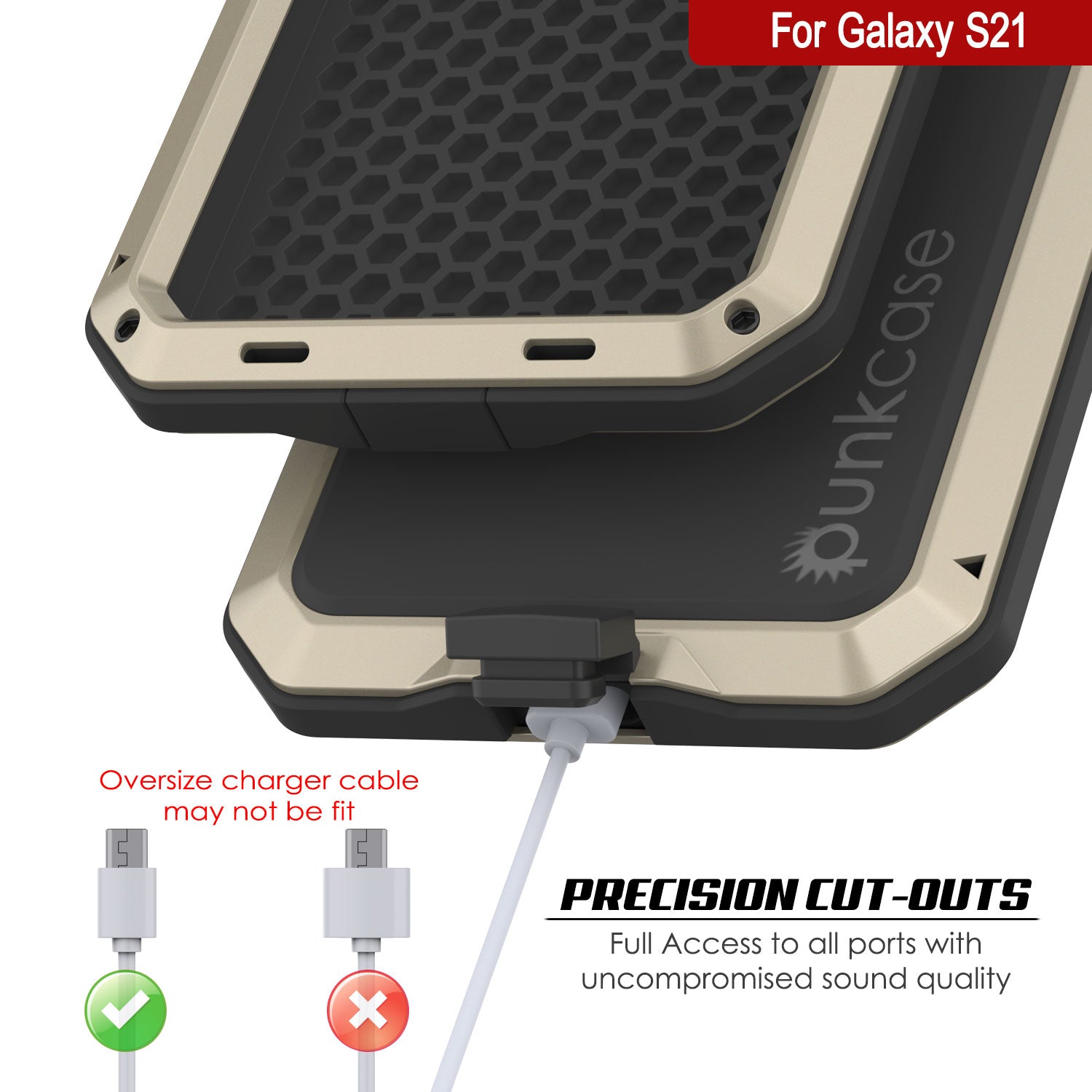 Galaxy S21 Metal Case, Heavy Duty Military Grade Rugged Armor Cover [Gold]