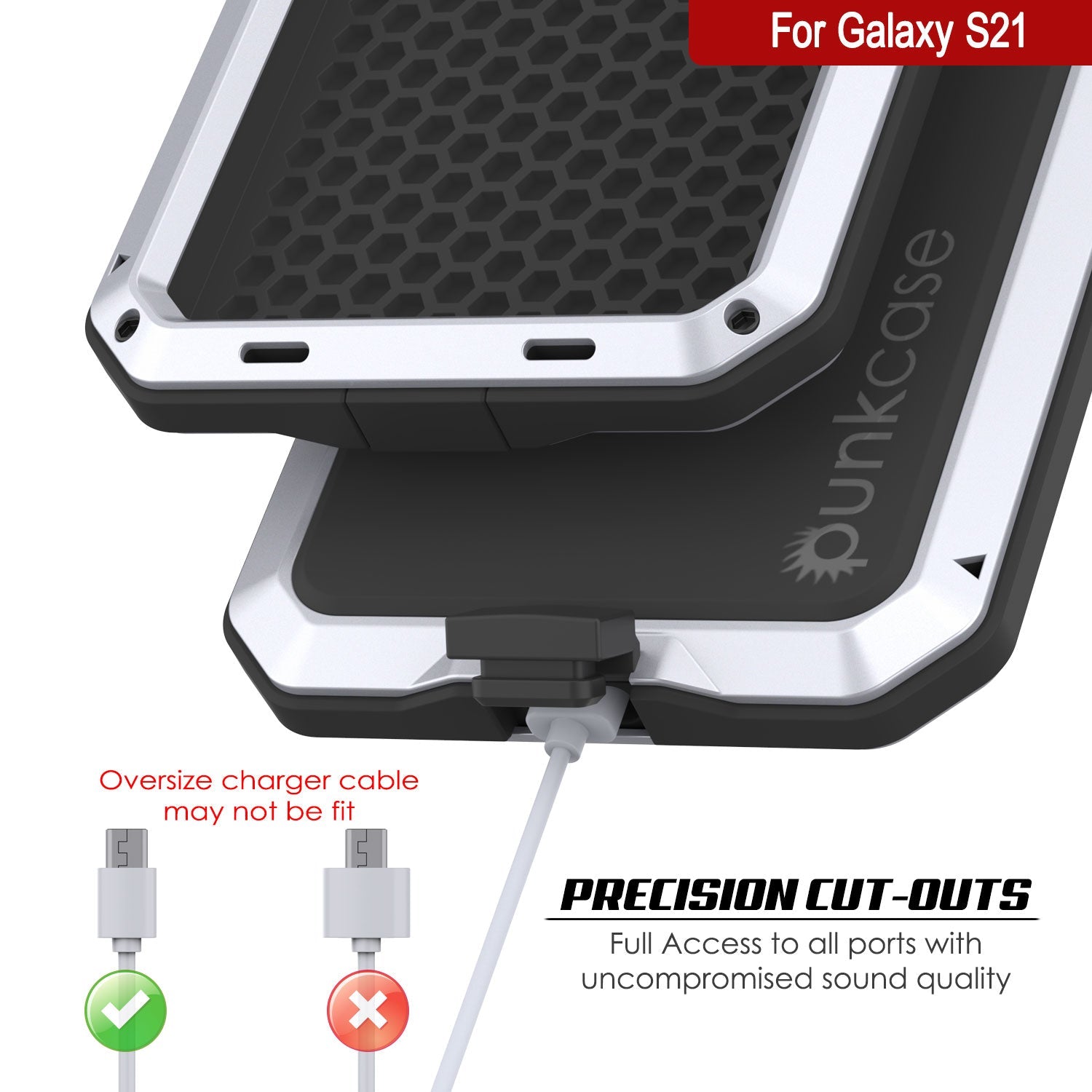 Galaxy S21 FE Metal Case, Heavy Duty Military Grade Rugged Armor Cover [White]