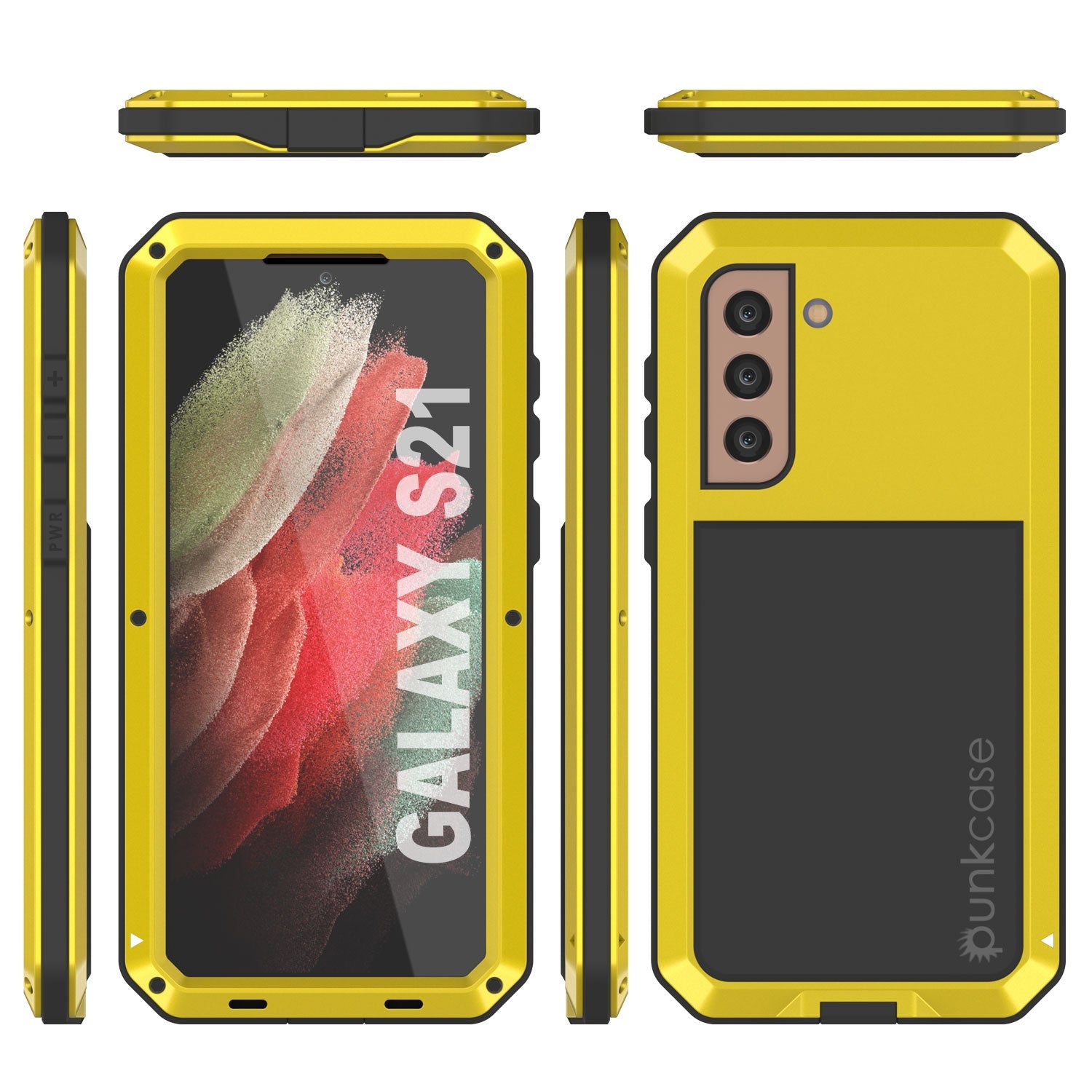 Galaxy S21 FE Metal Case, Heavy Duty Military Grade Rugged Armor Cover [Neon]