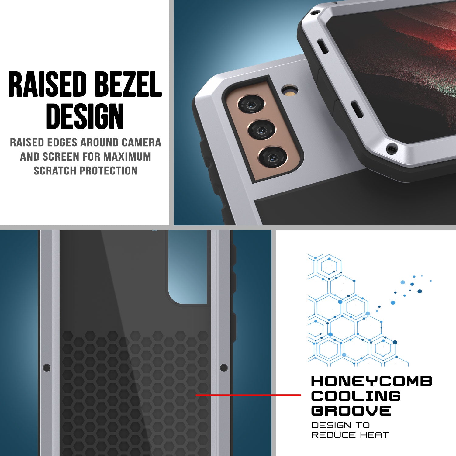 Galaxy S21 Metal Case, Heavy Duty Military Grade Rugged Armor Cover [White]