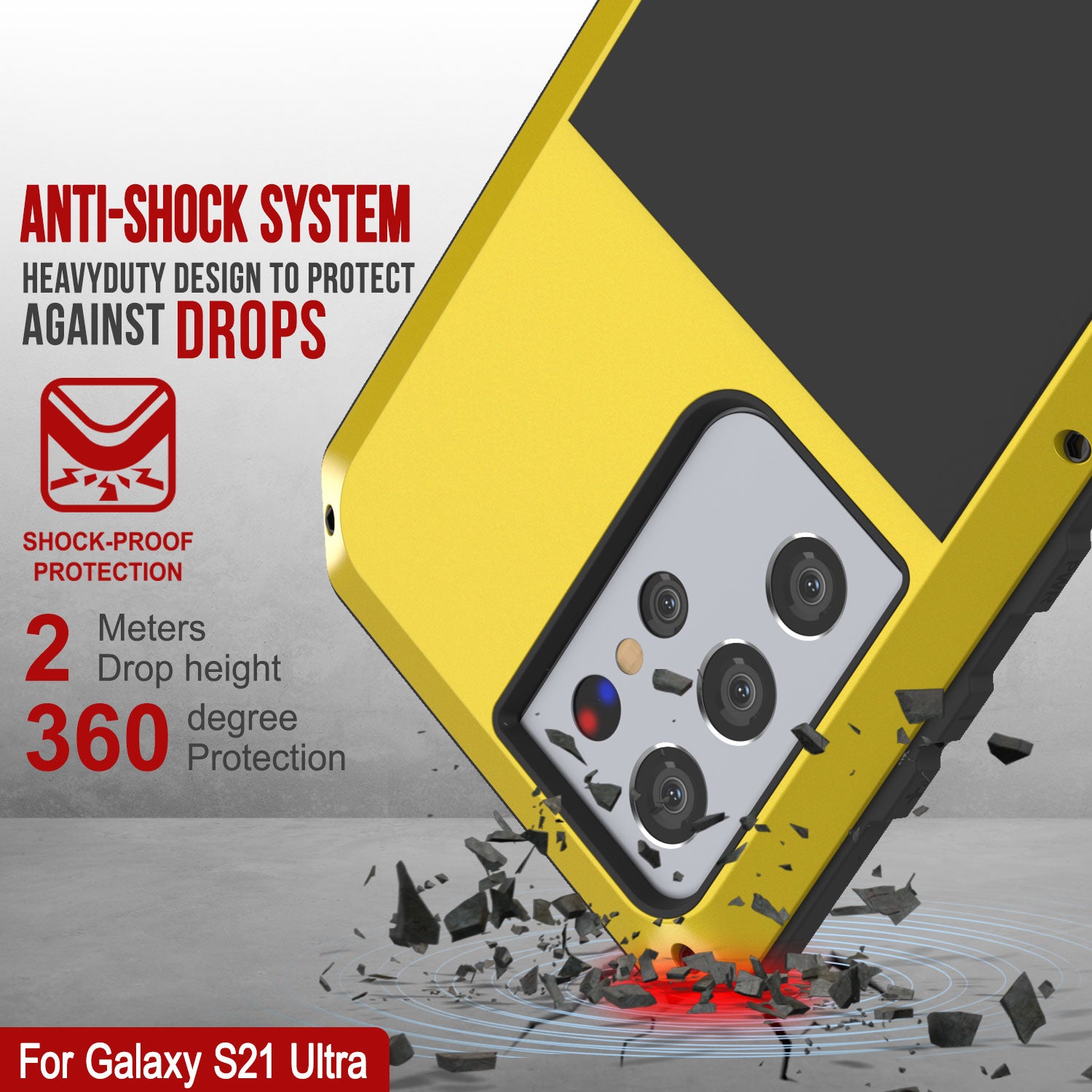 Galaxy S21 Ultra Metal Case, Heavy Duty Military Grade Rugged Armor Cover [Neon]