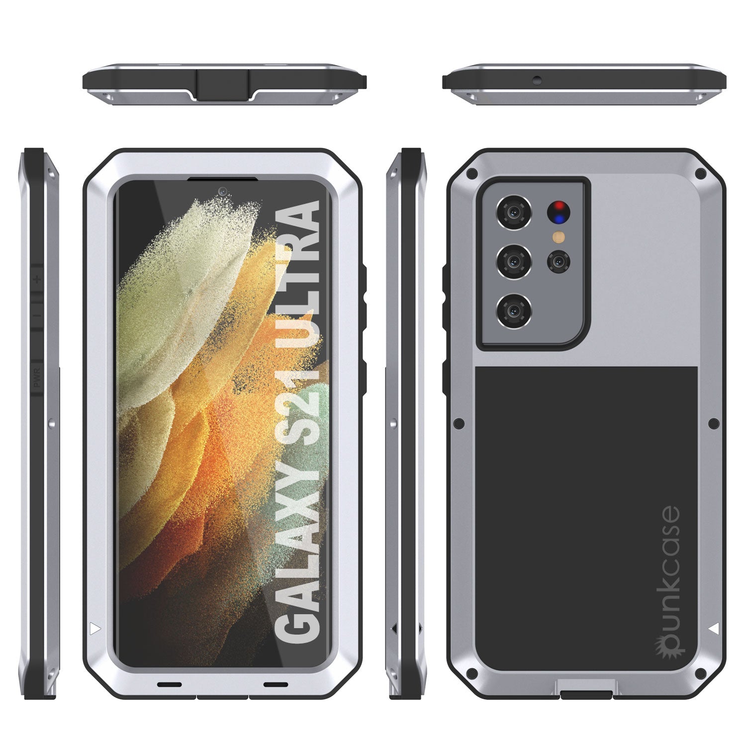 Galaxy S21 Ultra Metal Case, Heavy Duty Military Grade Rugged Armor Cover [White]