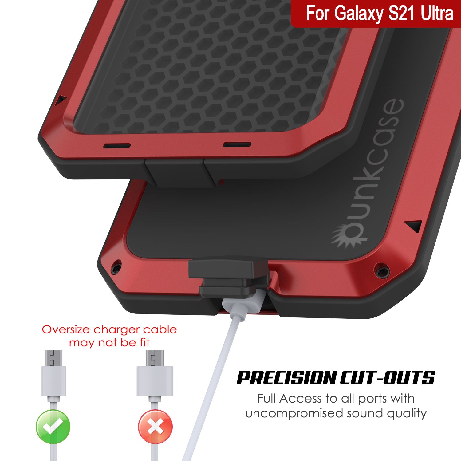 Galaxy S21 Ultra Metal Case, Heavy Duty Military Grade Rugged Armor Cover [Red]