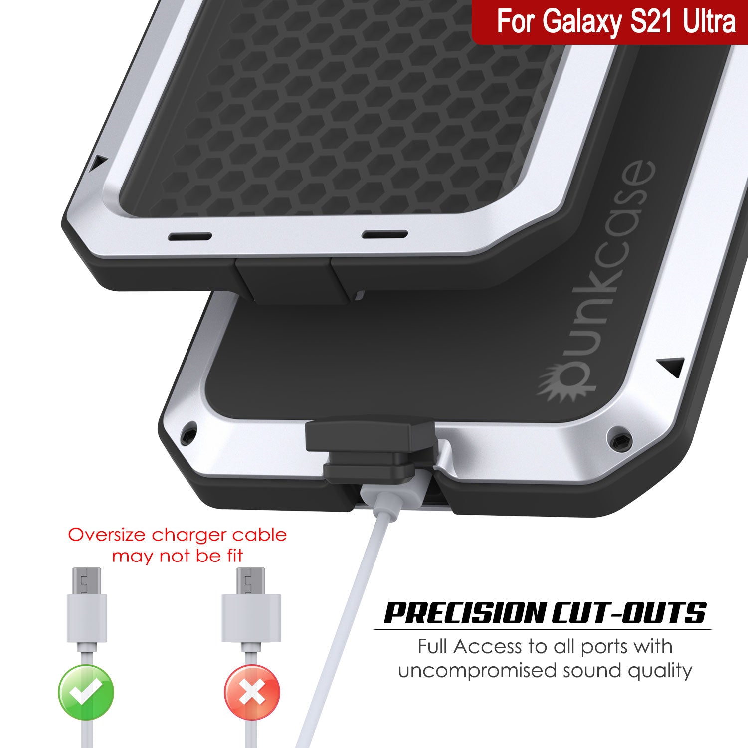 Galaxy S21 Ultra Metal Case, Heavy Duty Military Grade Rugged Armor Cover [White]
