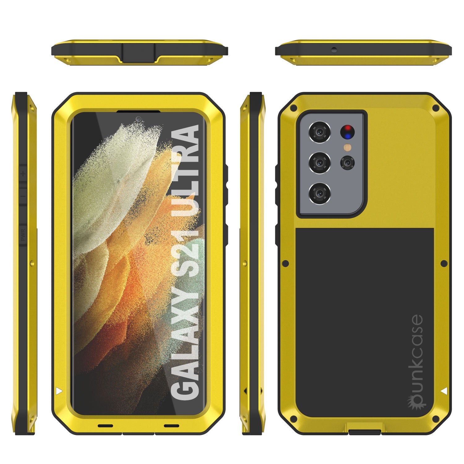 Galaxy S21 Ultra Metal Case, Heavy Duty Military Grade Rugged Armor Cover [Neon]