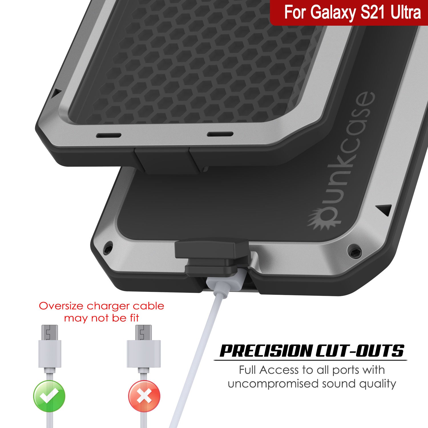 Galaxy S21 Ultra Metal Case, Heavy Duty Military Grade Rugged Armor Cover [Silver]