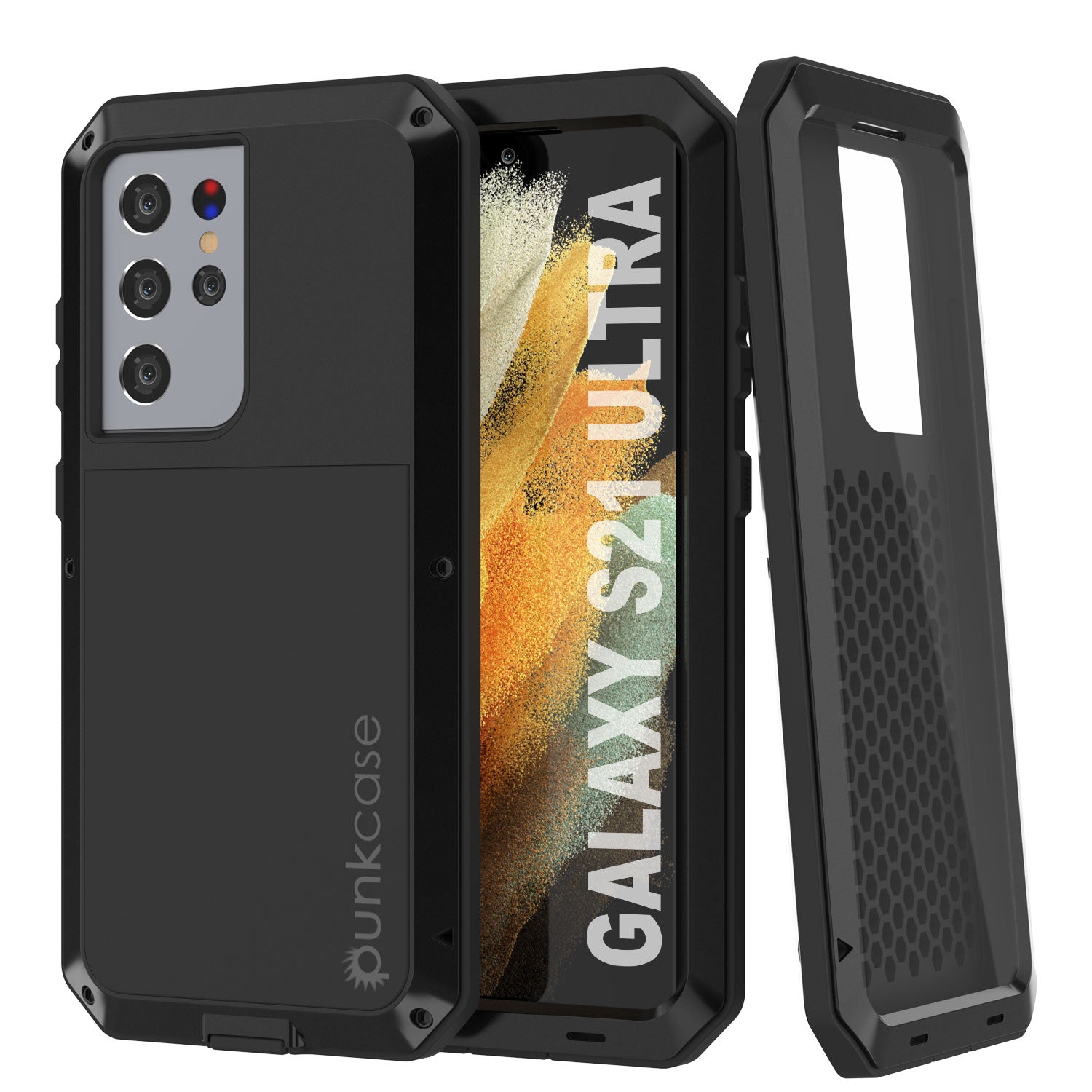 Galaxy S21 Ultra Metal Case, Heavy Duty Military Grade Rugged Armor Cover [Black]