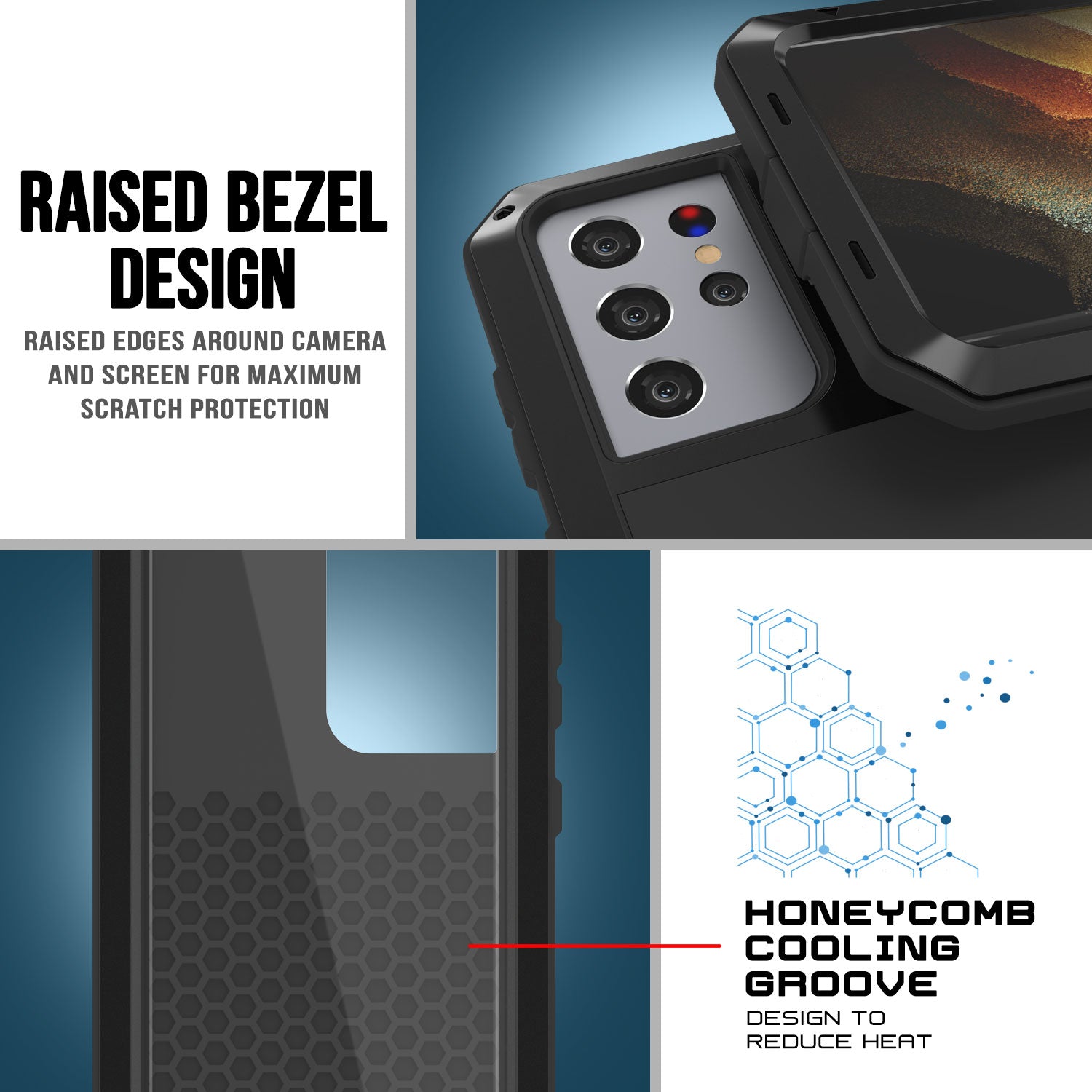 Galaxy S21 Ultra Metal Case, Heavy Duty Military Grade Rugged Armor Cover [Black]