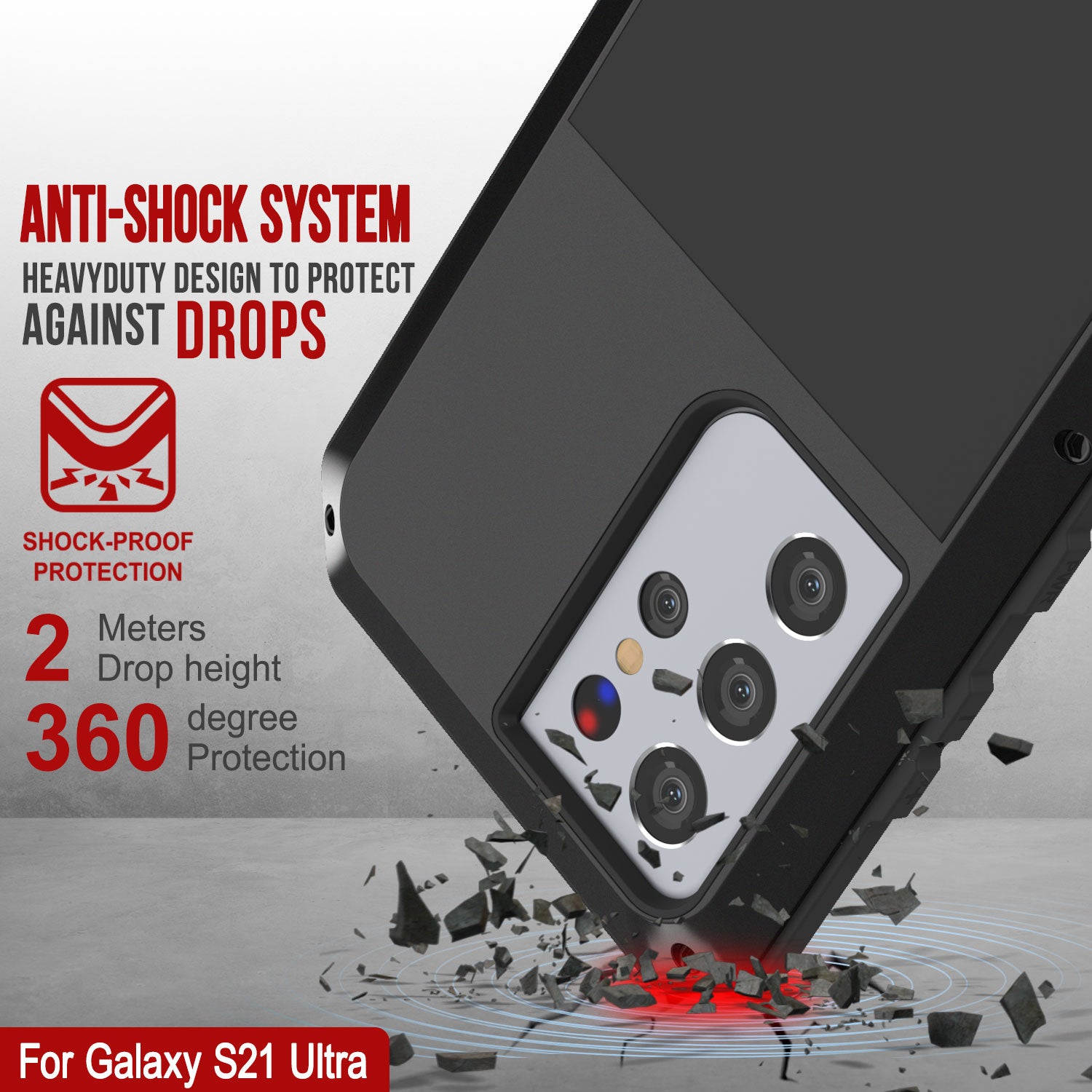 Galaxy S21 Ultra Metal Case, Heavy Duty Military Grade Rugged Armor Cover [Black]