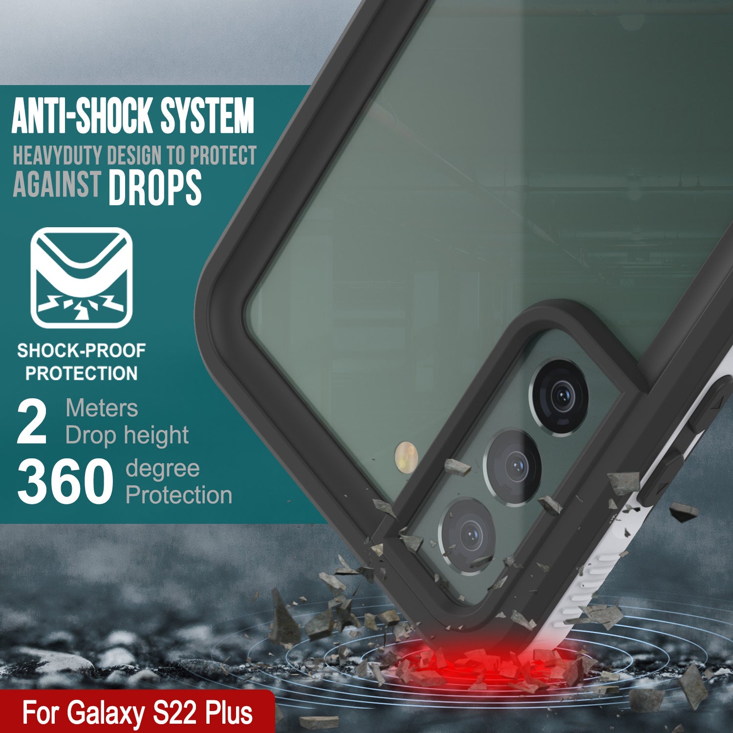 Galaxy S22+ Plus Waterproof Case, Punkcase Ultimato White Thin 6.6ft Underwater IP68 Shock/Snow Proof [White]