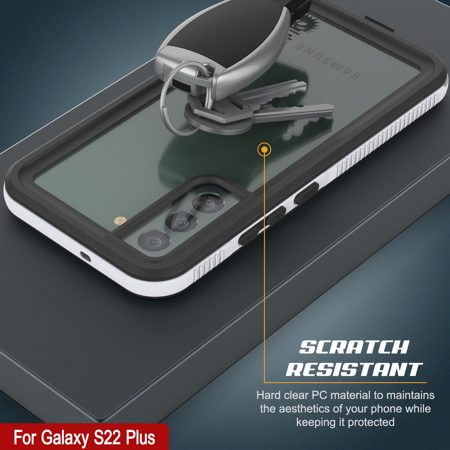 Galaxy S22+ Plus Waterproof Case, Punkcase Ultimato White Thin 6.6ft Underwater IP68 Shock/Snow Proof [White]