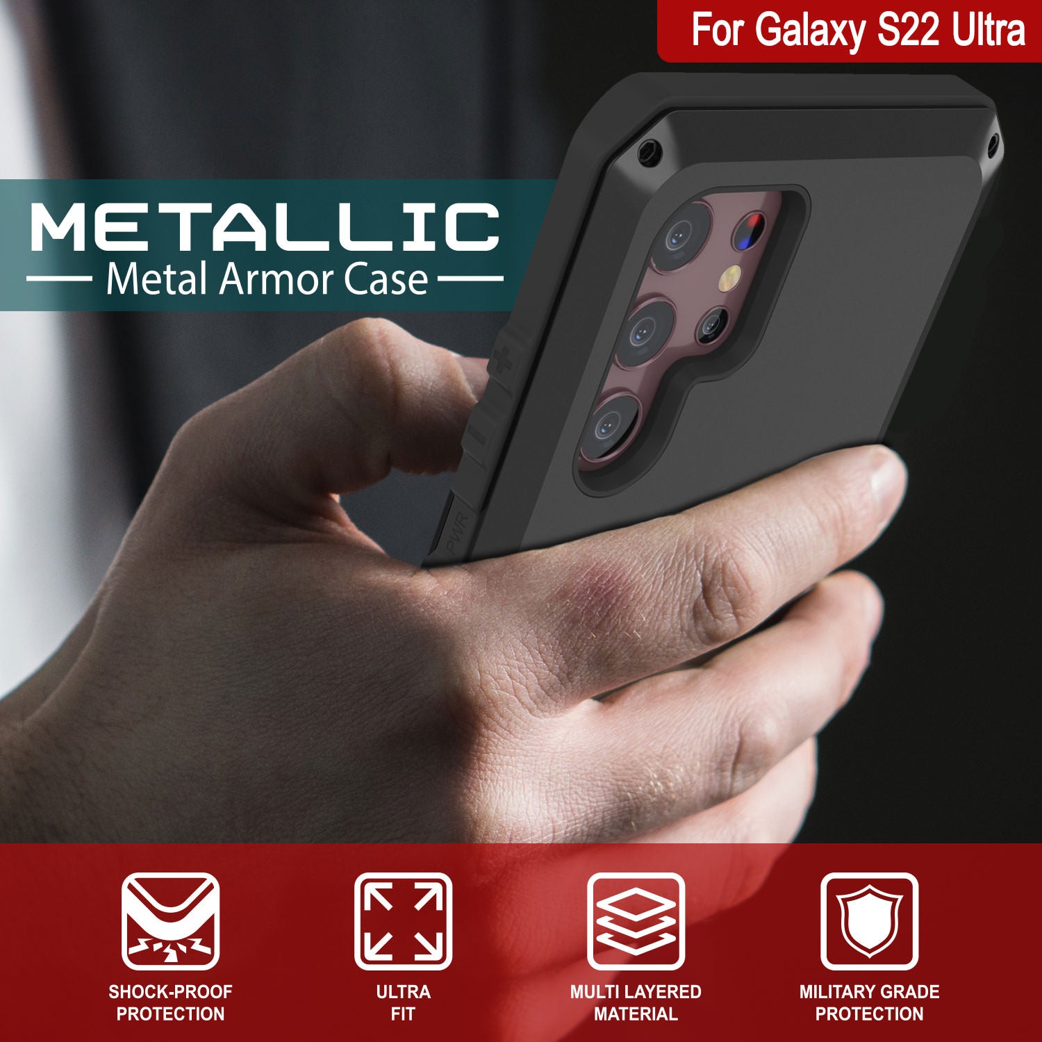 Black Rugged Galaxy S22 Ultra Case