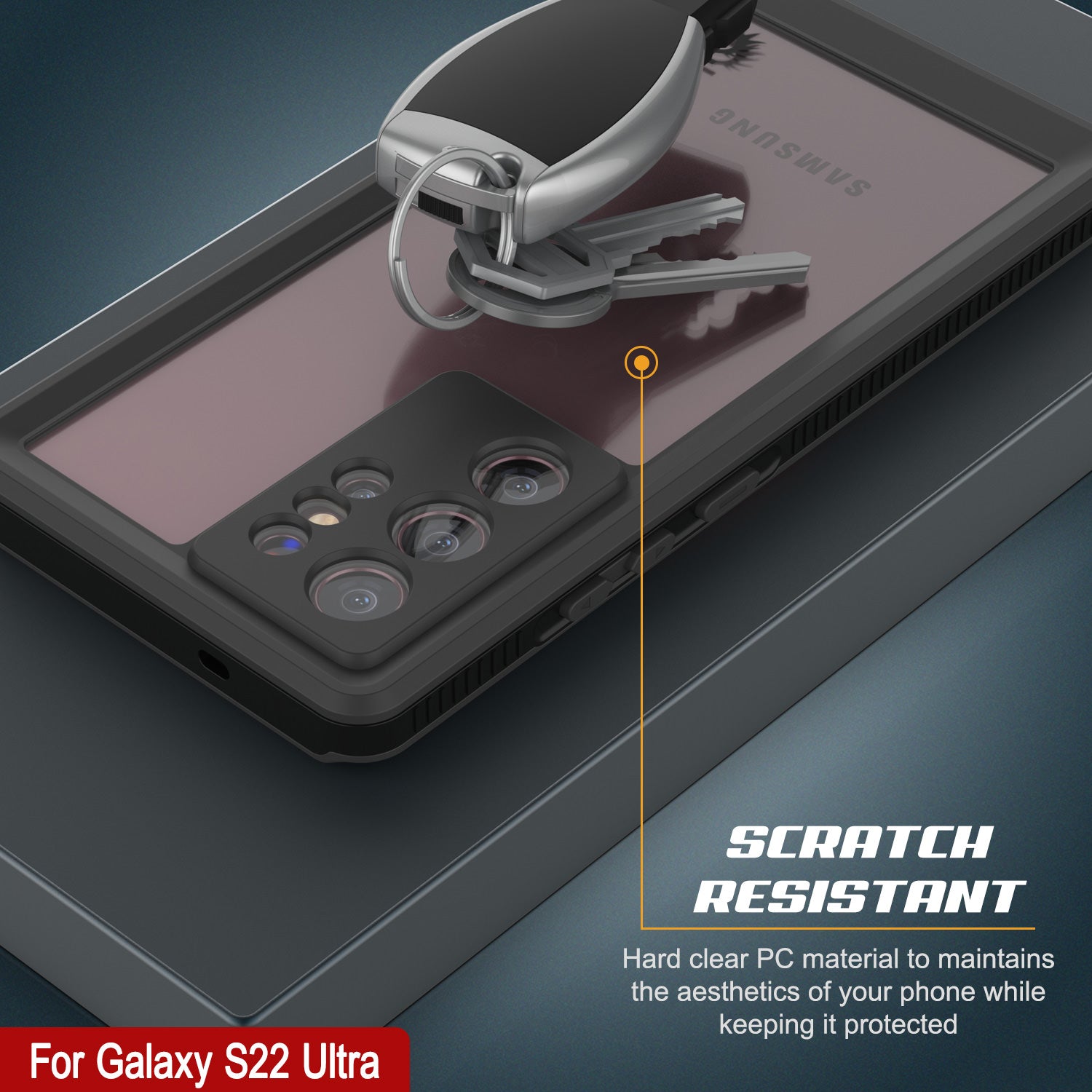 Galaxy S22 Ultra Waterproof Case PunkCase Ultimato Clear Thin 6.6ft Underwater IP68 Shock/Snow Proof [Clear]