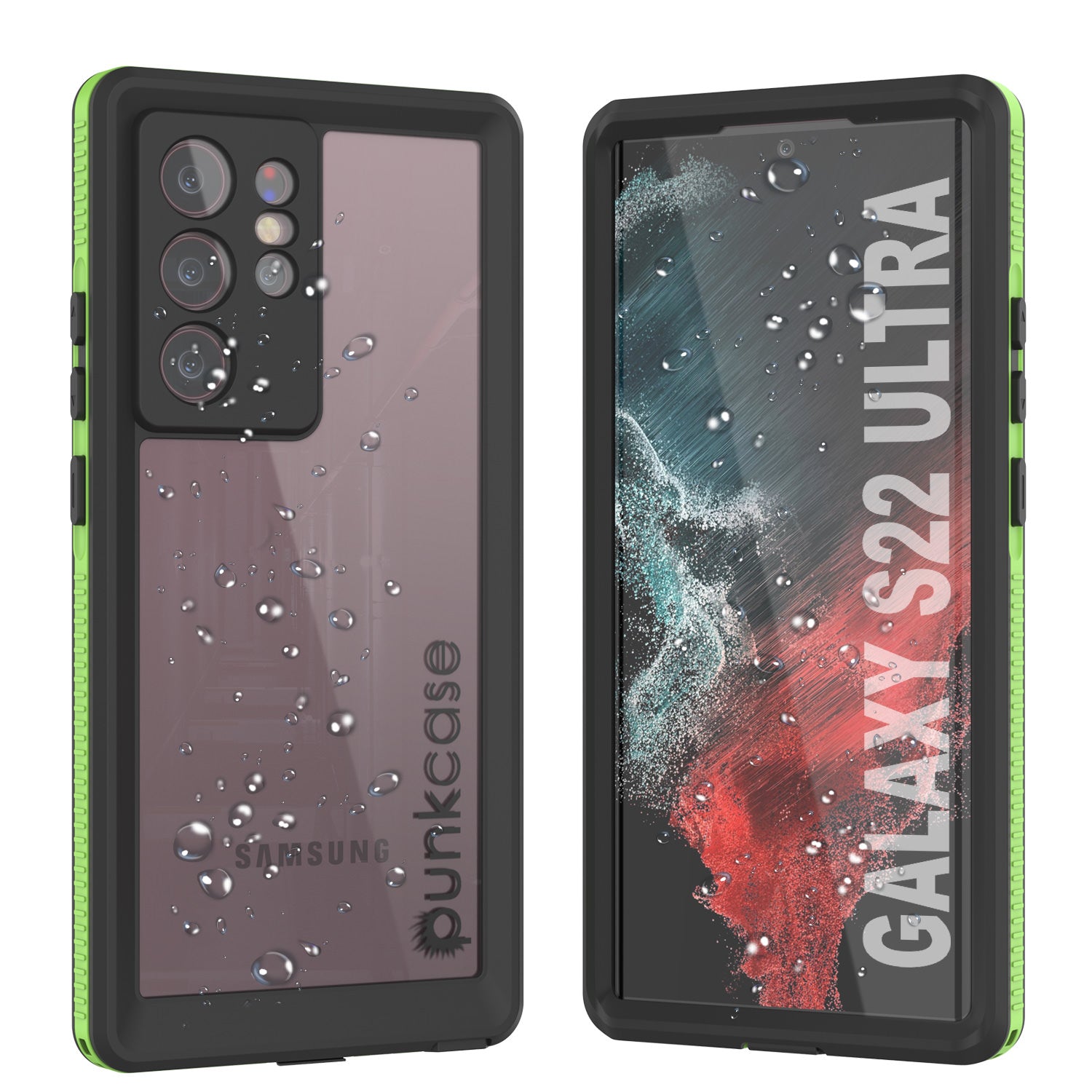 Galaxy S22 Ultra Waterproof Case PunkCase Ultimato Light Green Thin 6.6ft Underwater IP68 ShockProof [Green]