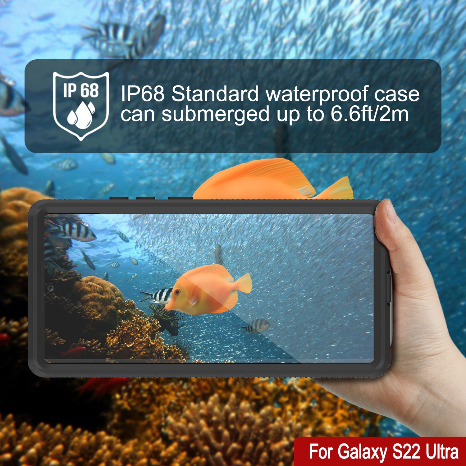 Galaxy S22 Ultra Waterproof Case PunkCase Ultimato Light Blue Thin 6.6ft Underwater IP68 ShockProof [Blue]