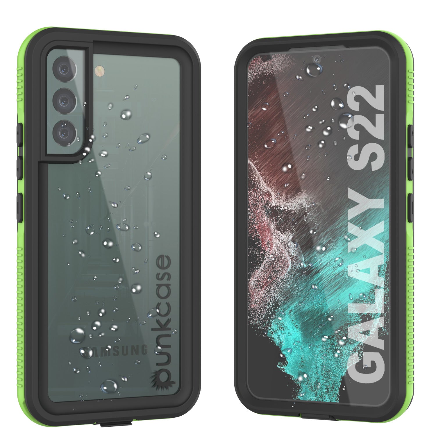 Galaxy S22 Waterproof Case PunkCase Ultimato Light Green Thin 6.6ft Underwater IP68 ShockProof [Green]
