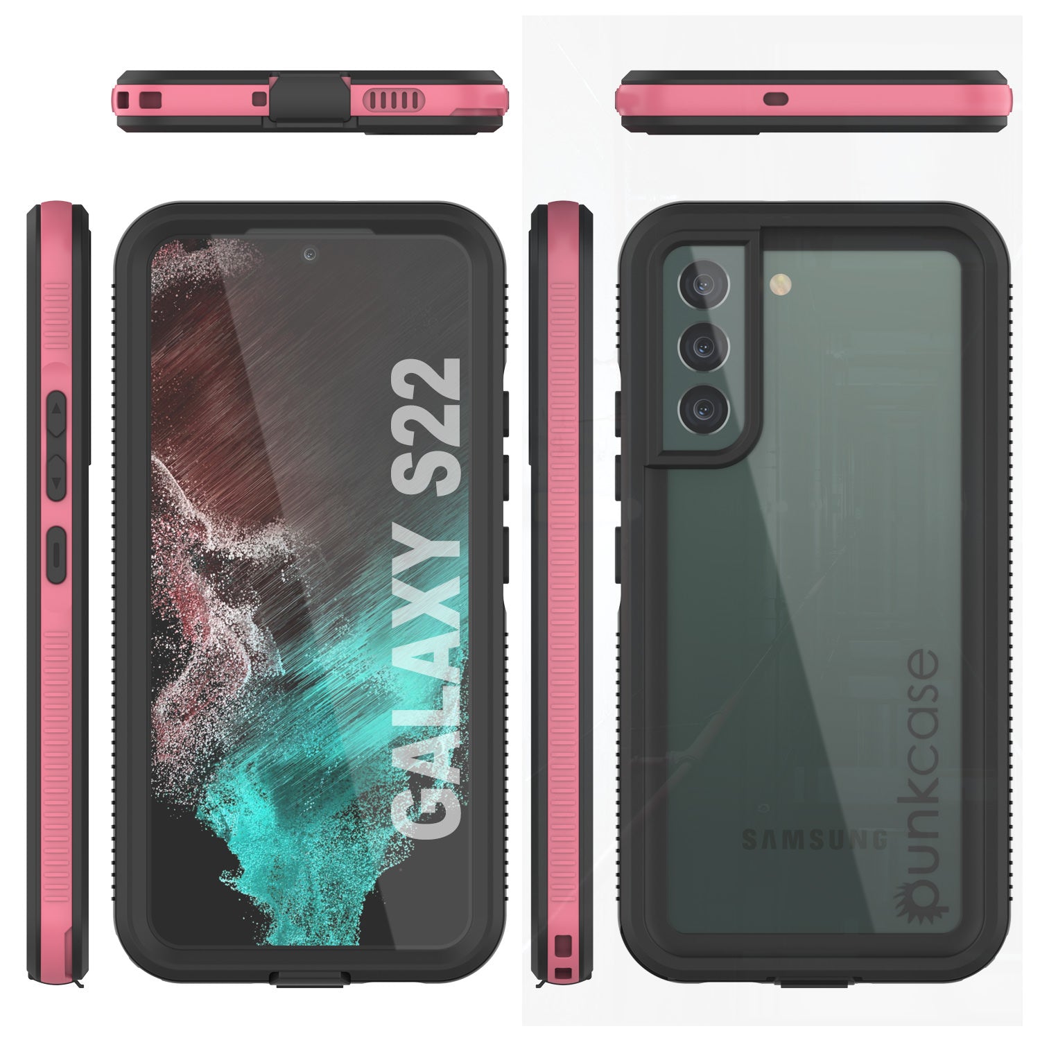 Galaxy S22 Waterproof Case PunkCase Ultimato Pink Thin 6.6ft Underwater IP68 Shock/Snow Proof [Pink]