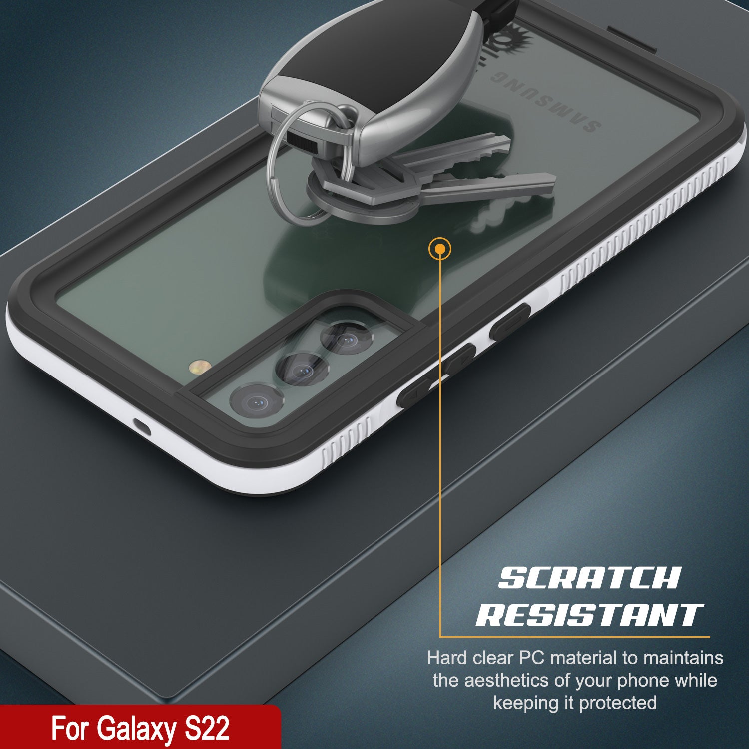 Galaxy S22 Waterproof Case, Punkcase Ultimato White Thin 6.6ft Underwater IP68 Shock/Snow Proof [White]