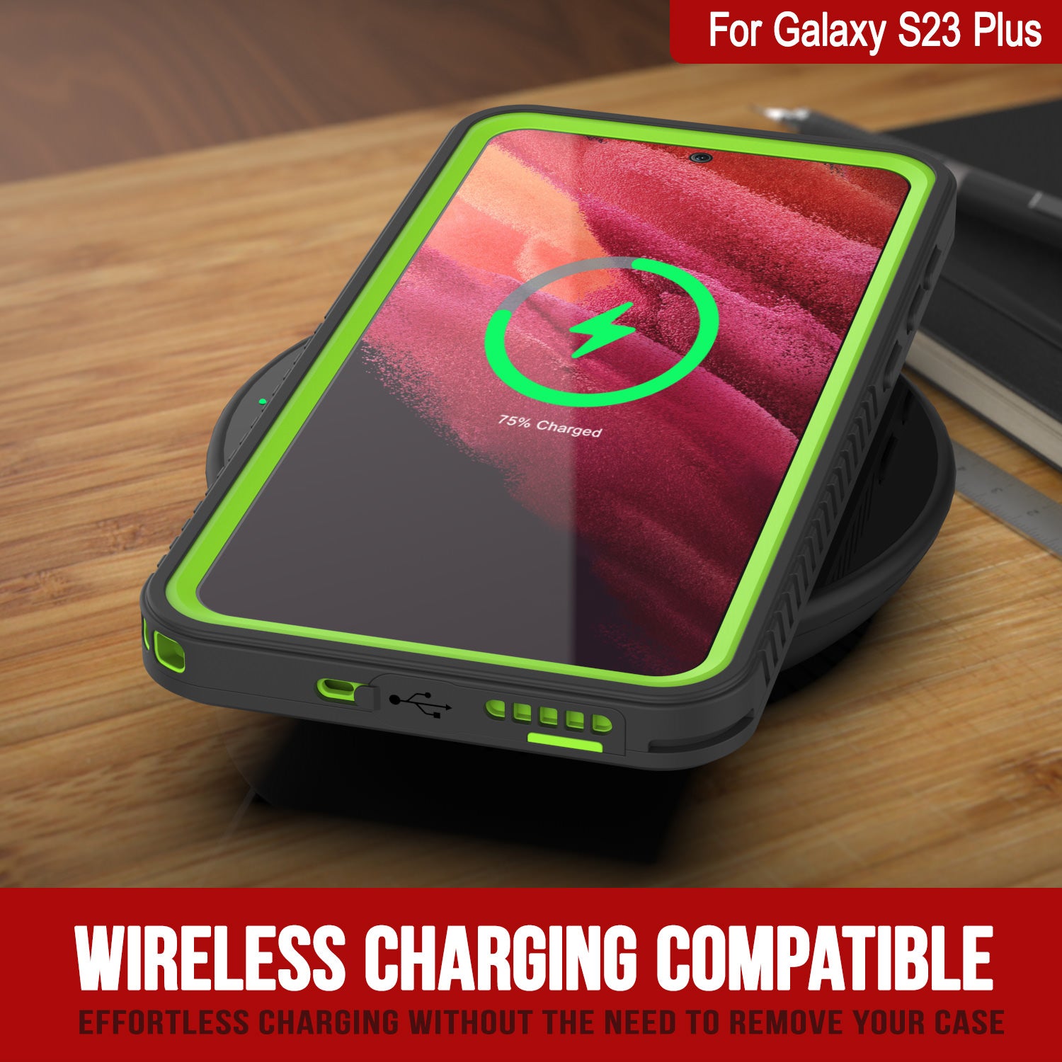 thumbnail image 2 of NEWDERY Wireless Charging Battery Case For Samsung Galaxy S23 Plus – Qi-Certified Power Bank Cover (Black) 2 of 4