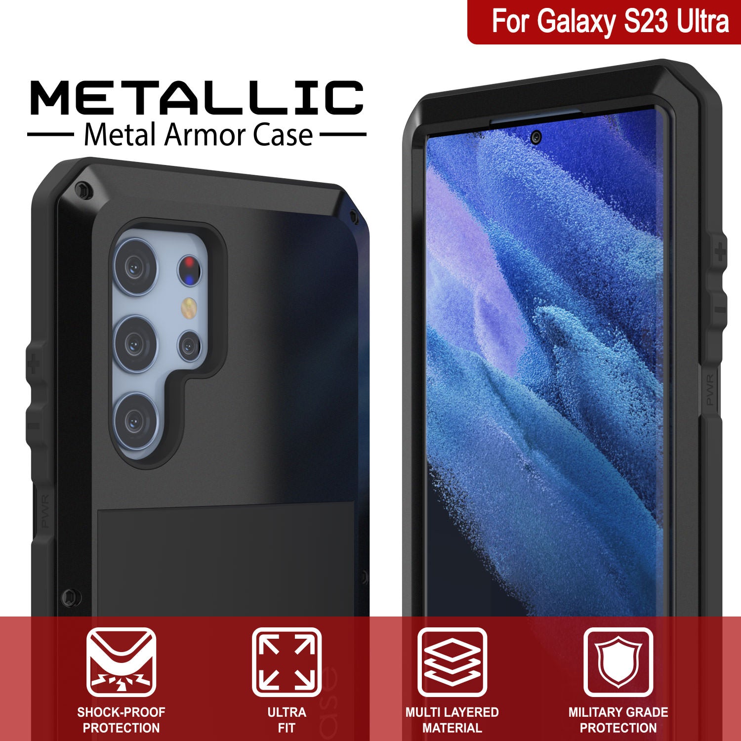 Samsung Galaxy S24 Ultra Metal Case with Kickstand Screen Protector Camera  Cover S24 Ultra Sturdy Military Armor Durable Full Body Heavy Duty
