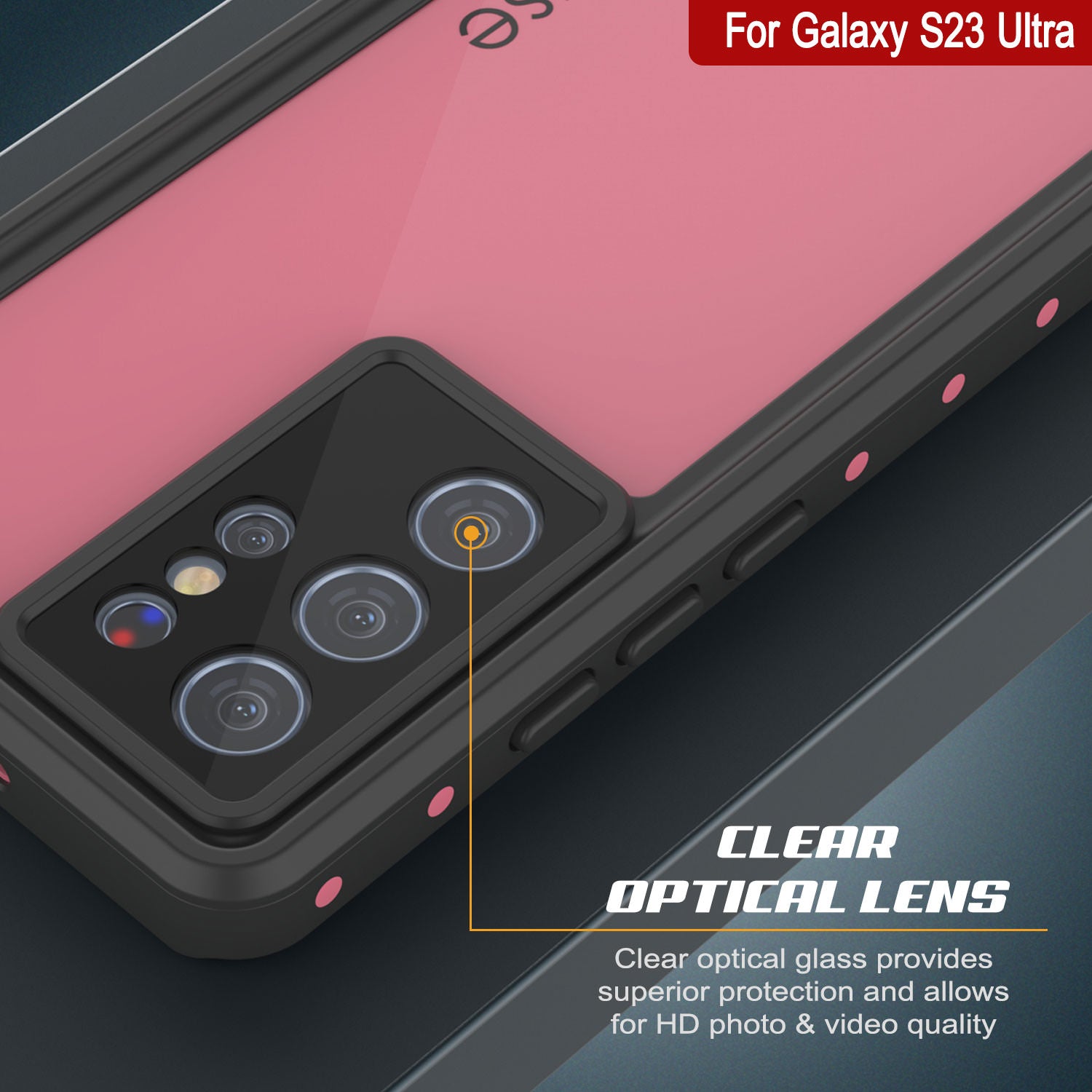 Galaxy S23 Ultra Waterproof Case PunkCase StudStar Pink Thin 6.6ft Underwater IP68 Shock/Snow Proof