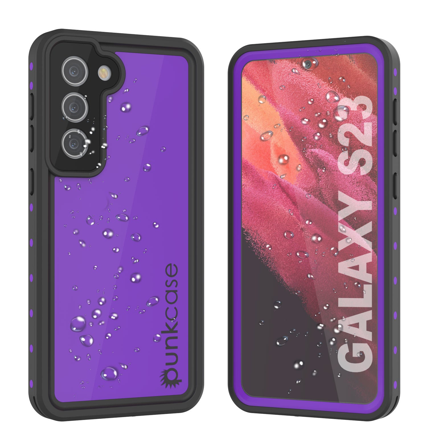 Galaxy S23 Waterproof Case PunkCase StudStar Purple Thin 6.6ft Underwater IP68 Shock/Snow Proof