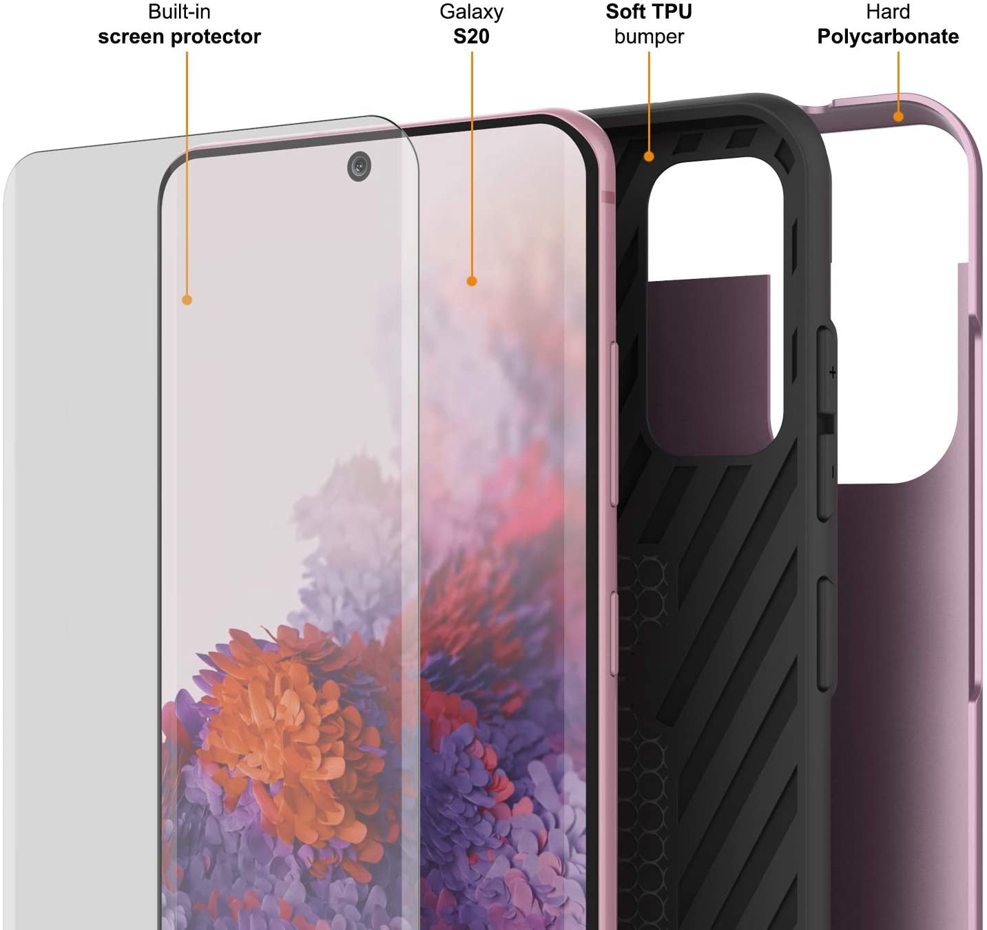 Galaxy S20 Case, PUNKcase [SLOT Series] [Slim Fit] Dual-Layer Armor Cover w/Integrated Anti-Shock System, Credit Card Slot [Pink]