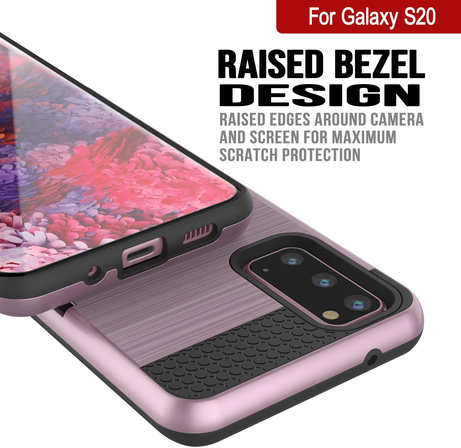 Galaxy S20 Case, PUNKcase [SLOT Series] [Slim Fit] Dual-Layer Armor Cover w/Integrated Anti-Shock System, Credit Card Slot [Pink]