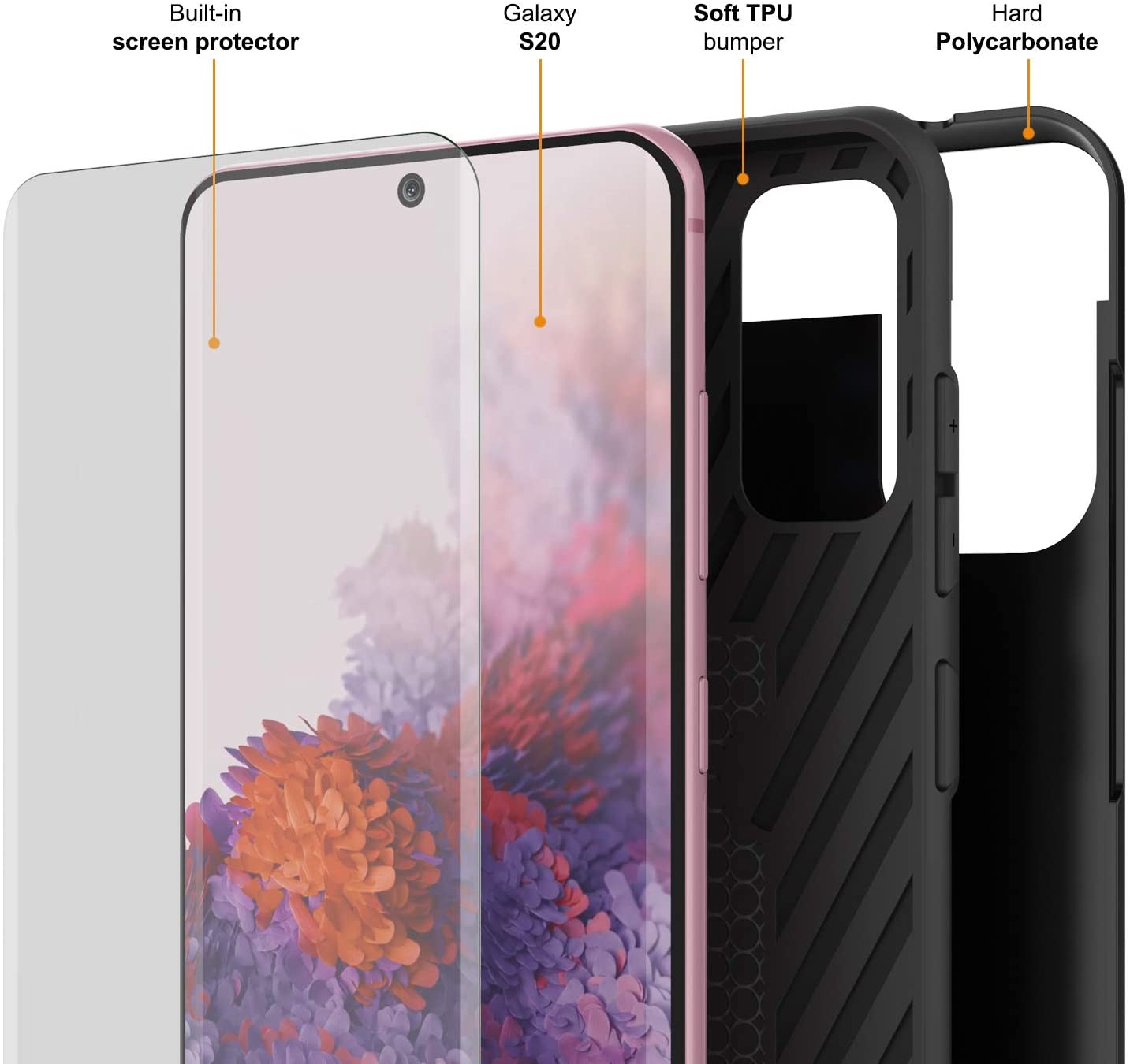 Galaxy S20 Case, PUNKcase [SLOT Series] [Slim Fit] Dual-Layer Armor Cover w/Integrated Anti-Shock System, Credit Card Slot [Black]