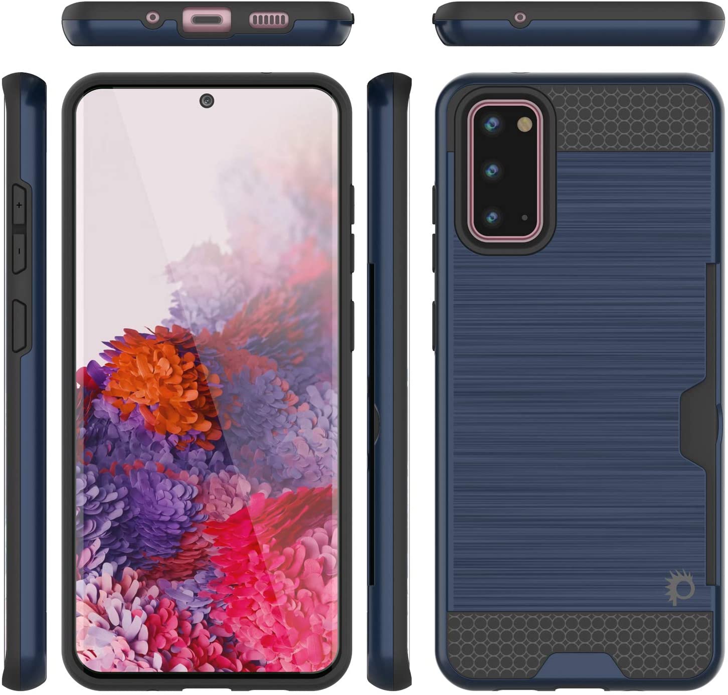 Galaxy S20 Case, PUNKcase [SLOT Series] [Slim Fit] Dual-Layer Armor Cover w/Integrated Anti-Shock System, Credit Card Slot [Navy]