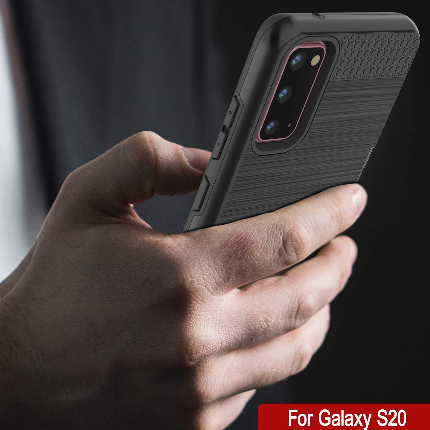 Galaxy S20 Case, PUNKcase [SLOT Series] [Slim Fit] Dual-Layer Armor Cover w/Integrated Anti-Shock System, Credit Card Slot [Black]