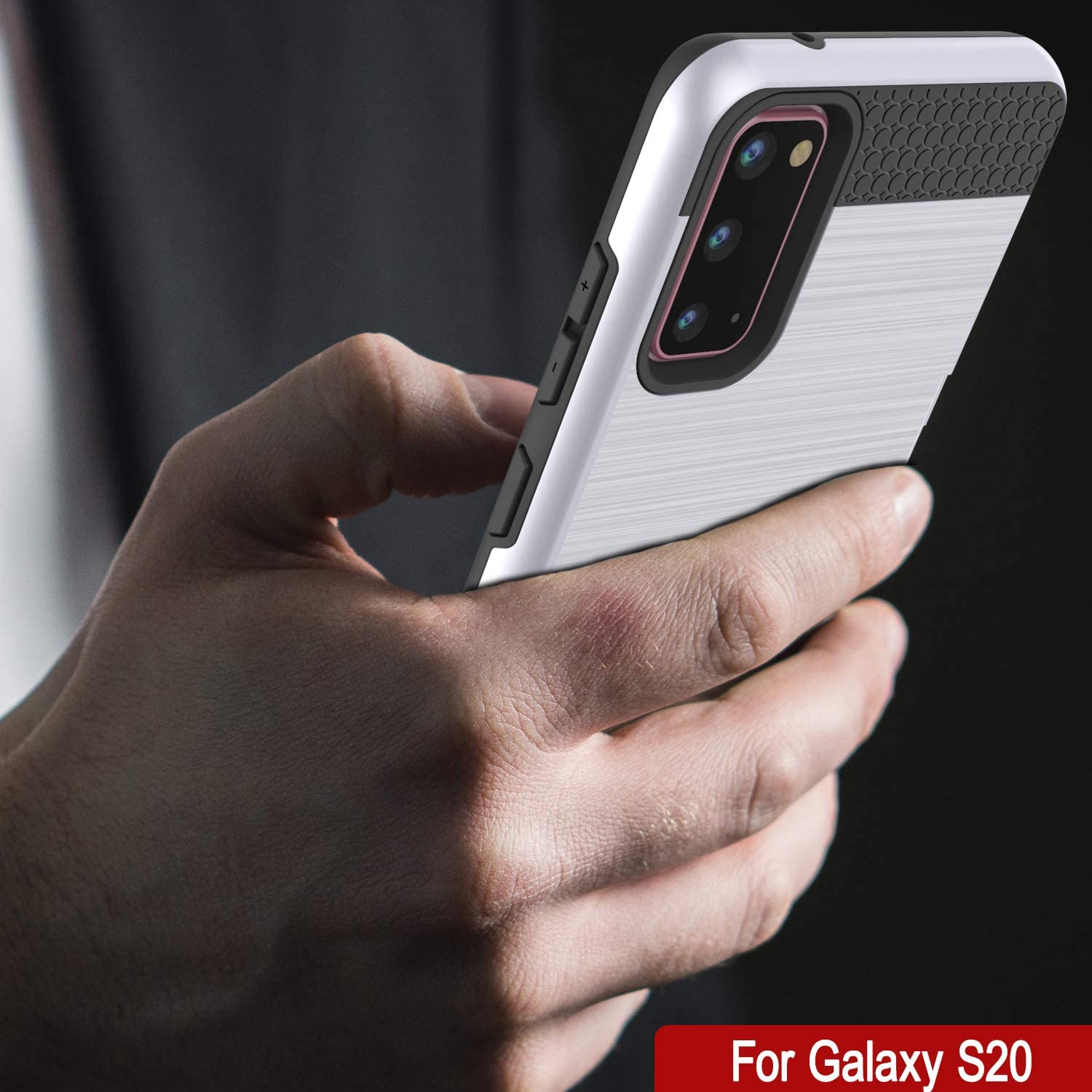 Galaxy S20 Case, PUNKcase [SLOT Series] [Slim Fit] Dual-Layer Armor Cover w/Integrated Anti-Shock System, Credit Card Slot [White]